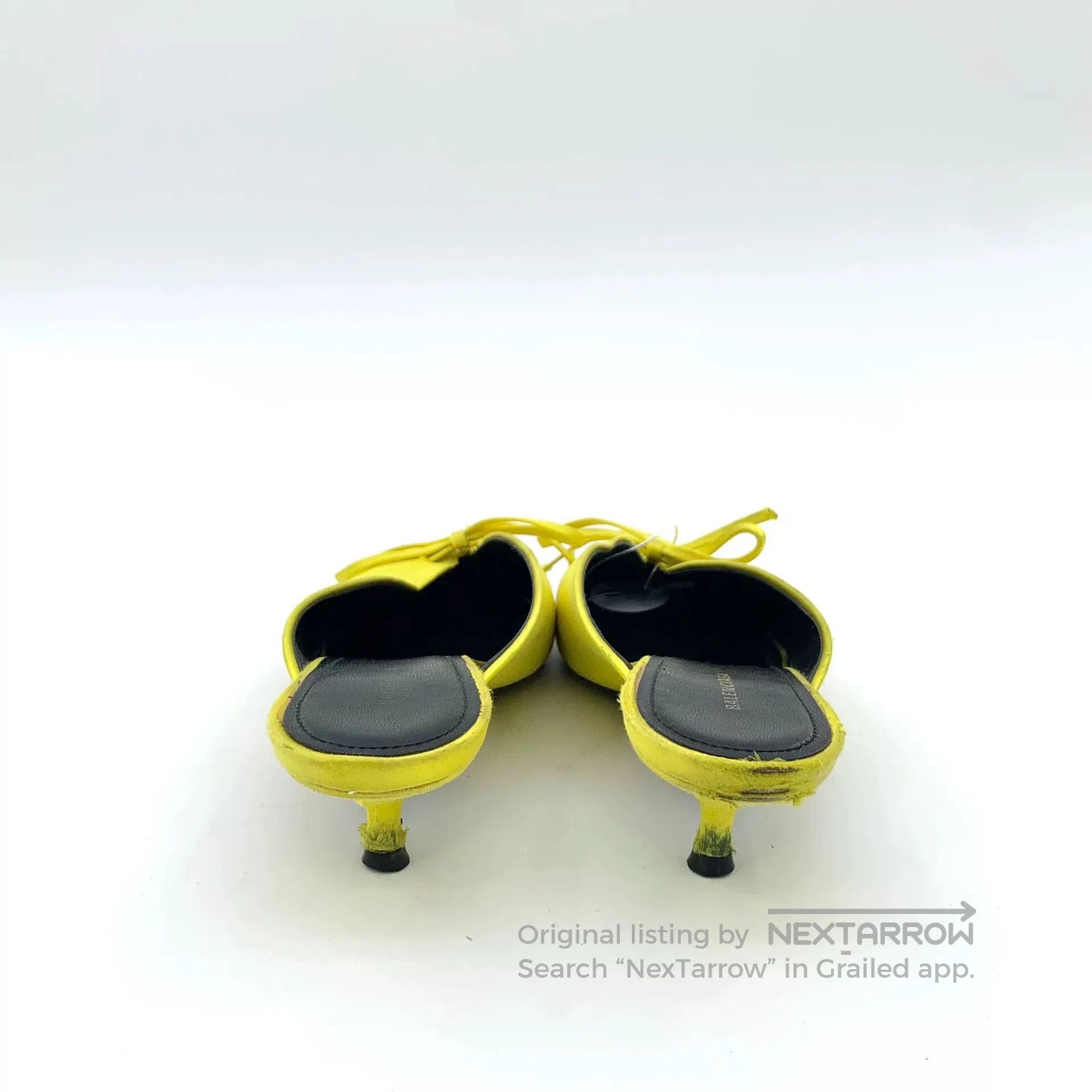 Balenciaga Balenciaga Yellow Satin Bow Low-Heel Mules. Size US 4 / IT 34 - 4 Thumbnail