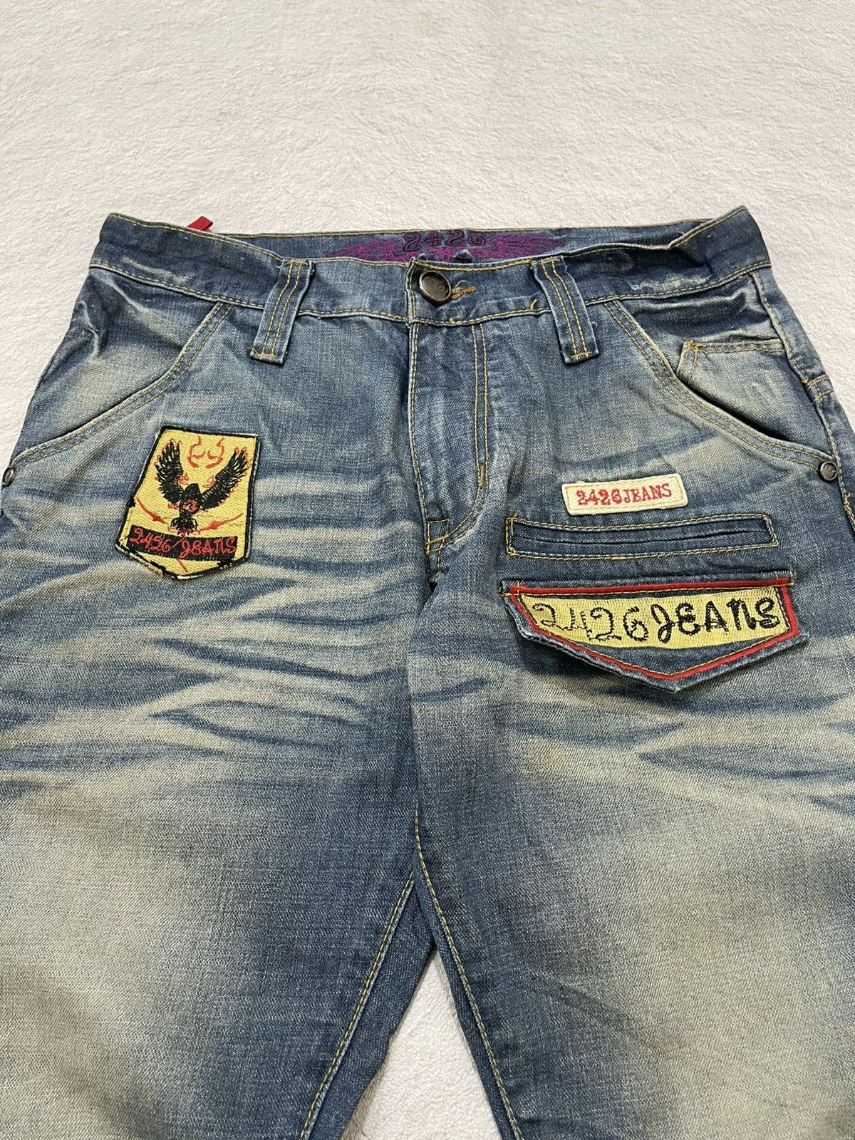 Japanese Brand 2000s Japan Faded Denim Embroidered Mudwash Y2K Size US 30 / EU 46 - 5 Thumbnail