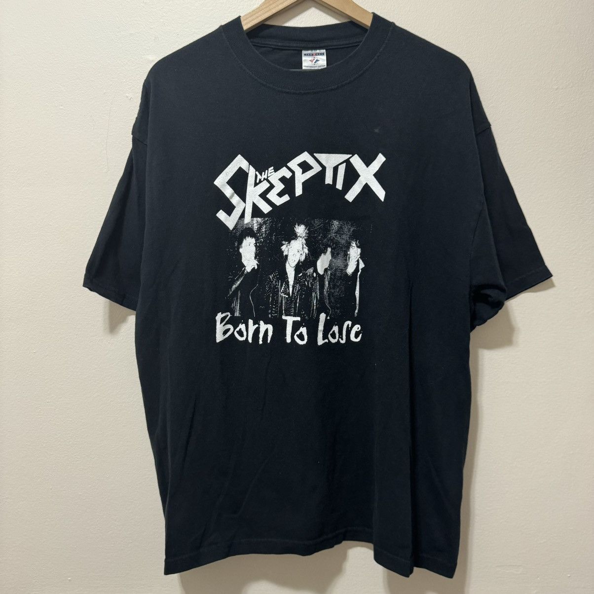 Image of Band Tees x Rock T Shirt Vintage The Skeptix Born To Lose Punk Band Shirt in Black, Men's (Size XL)