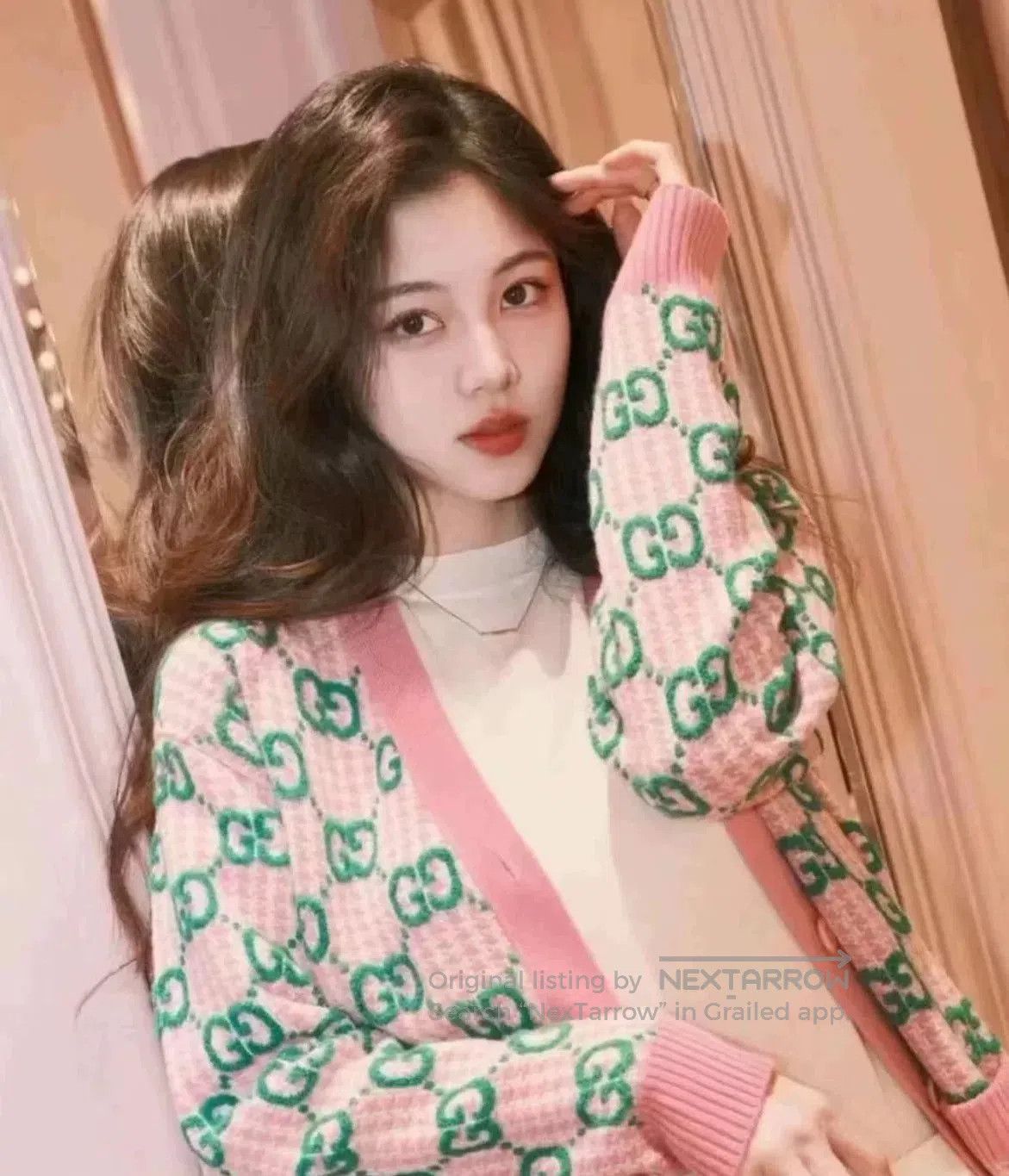 Gucci Gucci Pink Green Logo Cardigan. Size XS / US 0-2 / IT 36-38 - 4 Thumbnail