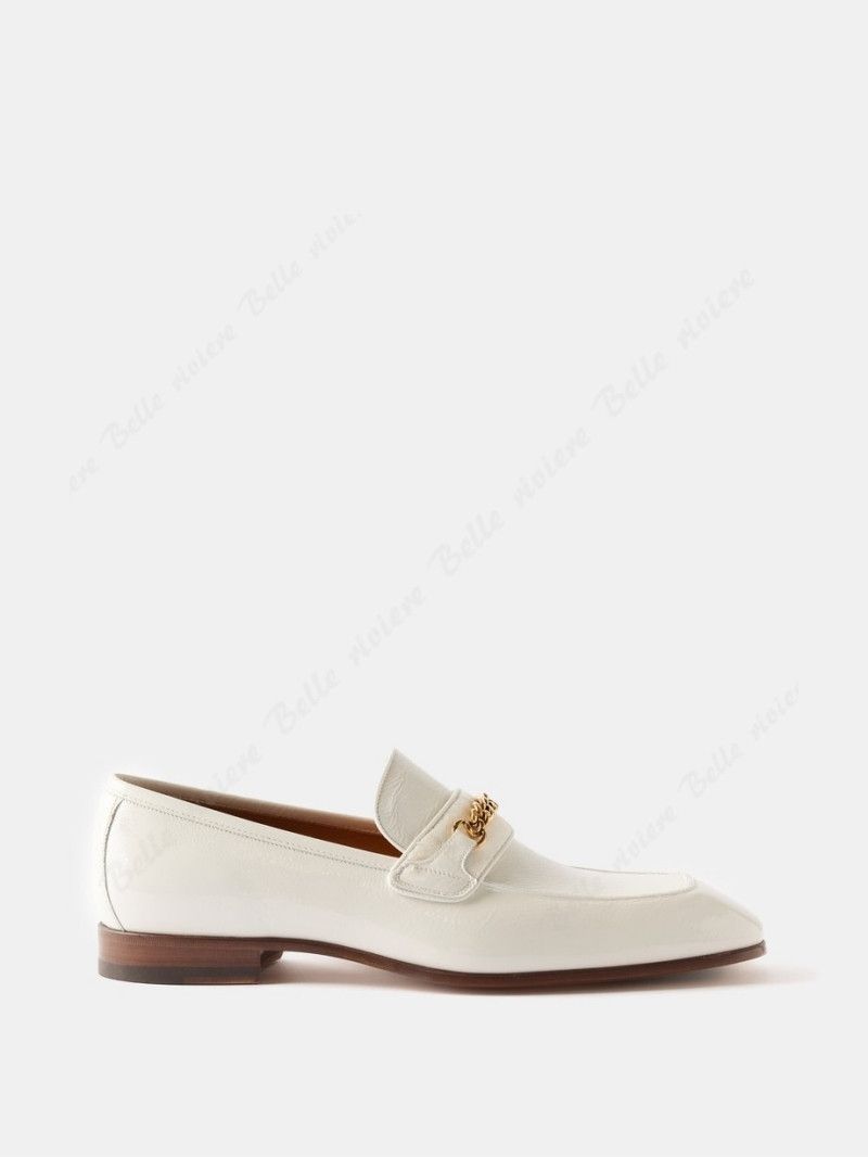 o1w1db10724 Leather Bailey Chain Loafers in White
