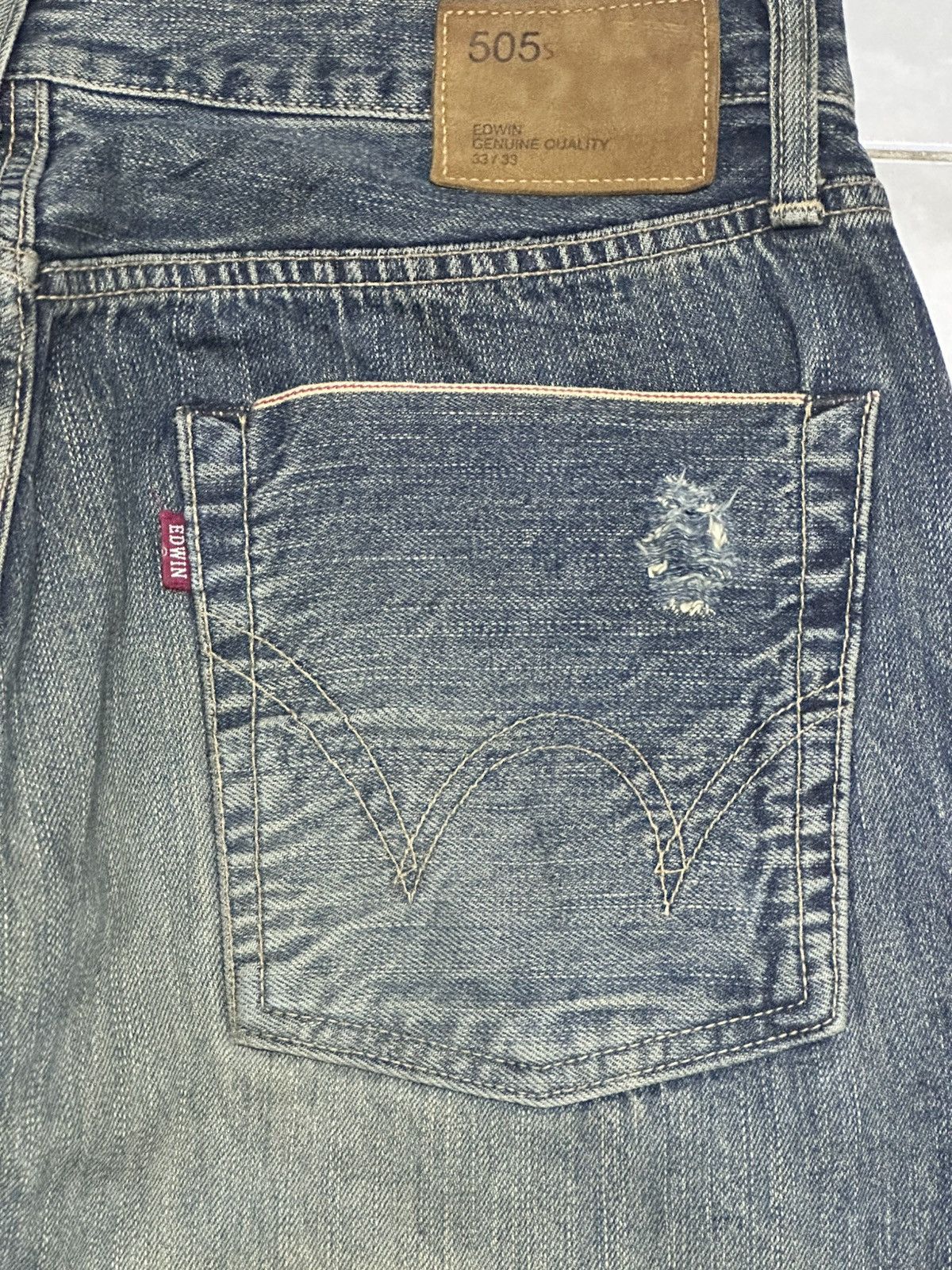 Edwin Edwin 505 Vintage 90's Selvedge Distressed Baggy & Mudwash Size US 33 - 7 Thumbnail