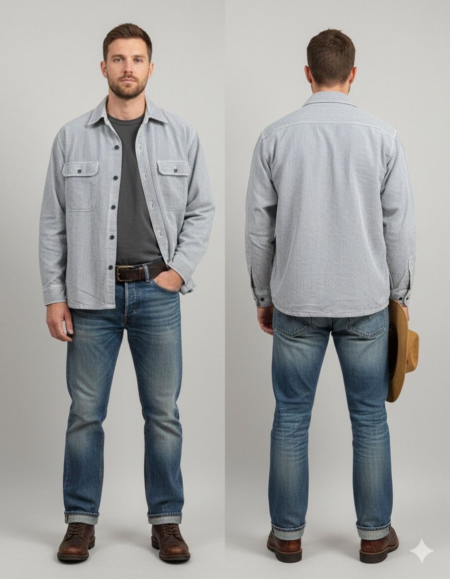 Levi's 🔥Vintage Levis Hickory Stripes Overshirt Size US M / EU 48-50 / 2 - 1 Thumbnail