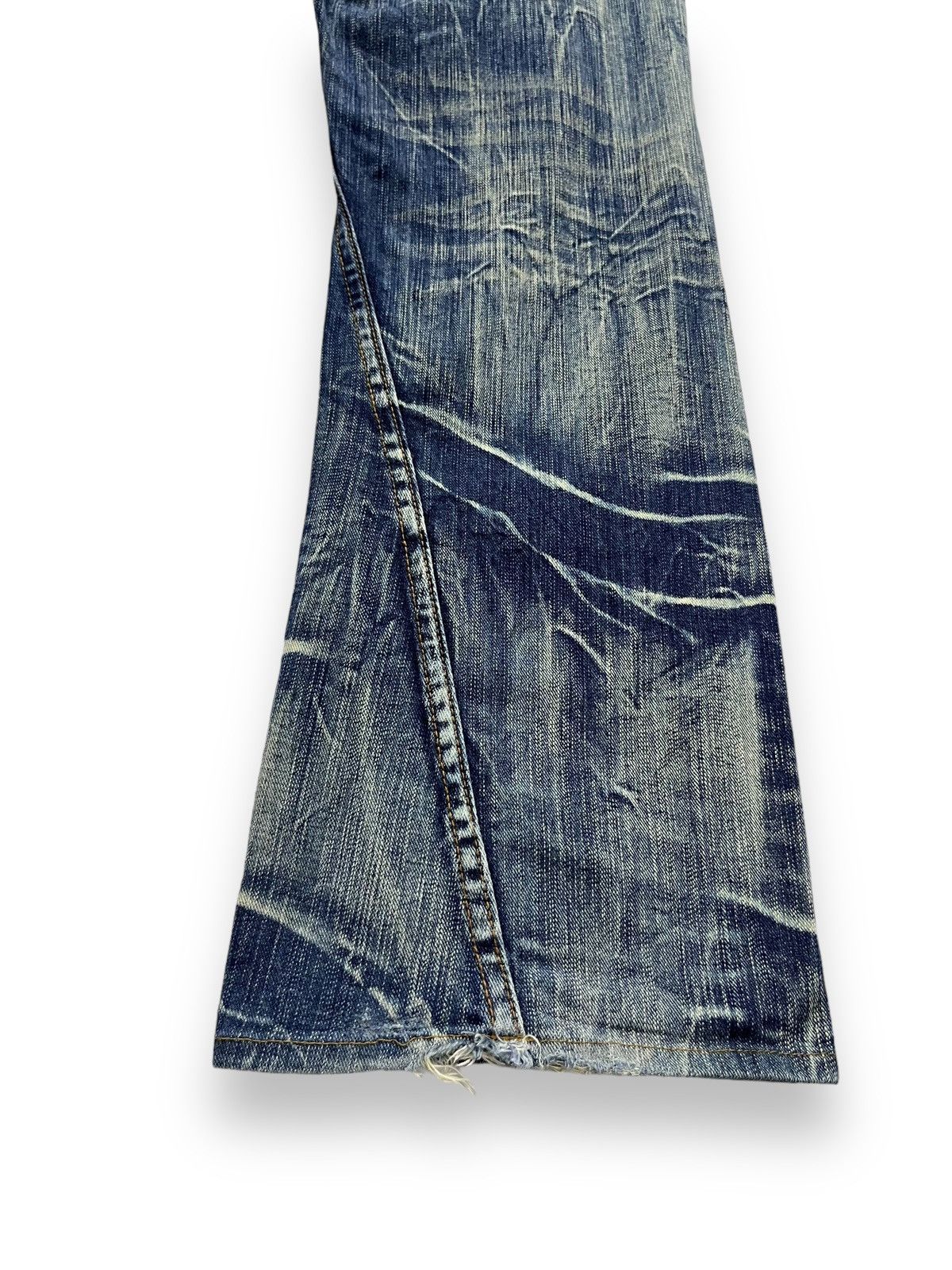 If Six Was Nine NYLAUS Punk Xantho Mud Wash Lightning Whiskered Flare Denim Size US 31 - 11 Thumbnail