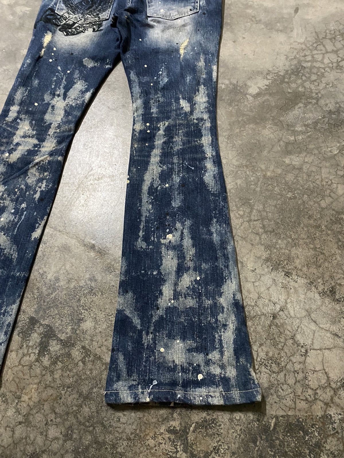 Hysteric Glamour × Japanese Brand Flare Jeans Maraxia Japan Asid Wash Denim p77 Size 29" - 3 Thumbnail