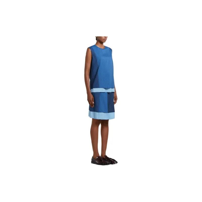 o1w1db10125 Pinstripe Pattern Miniskirt in Blue