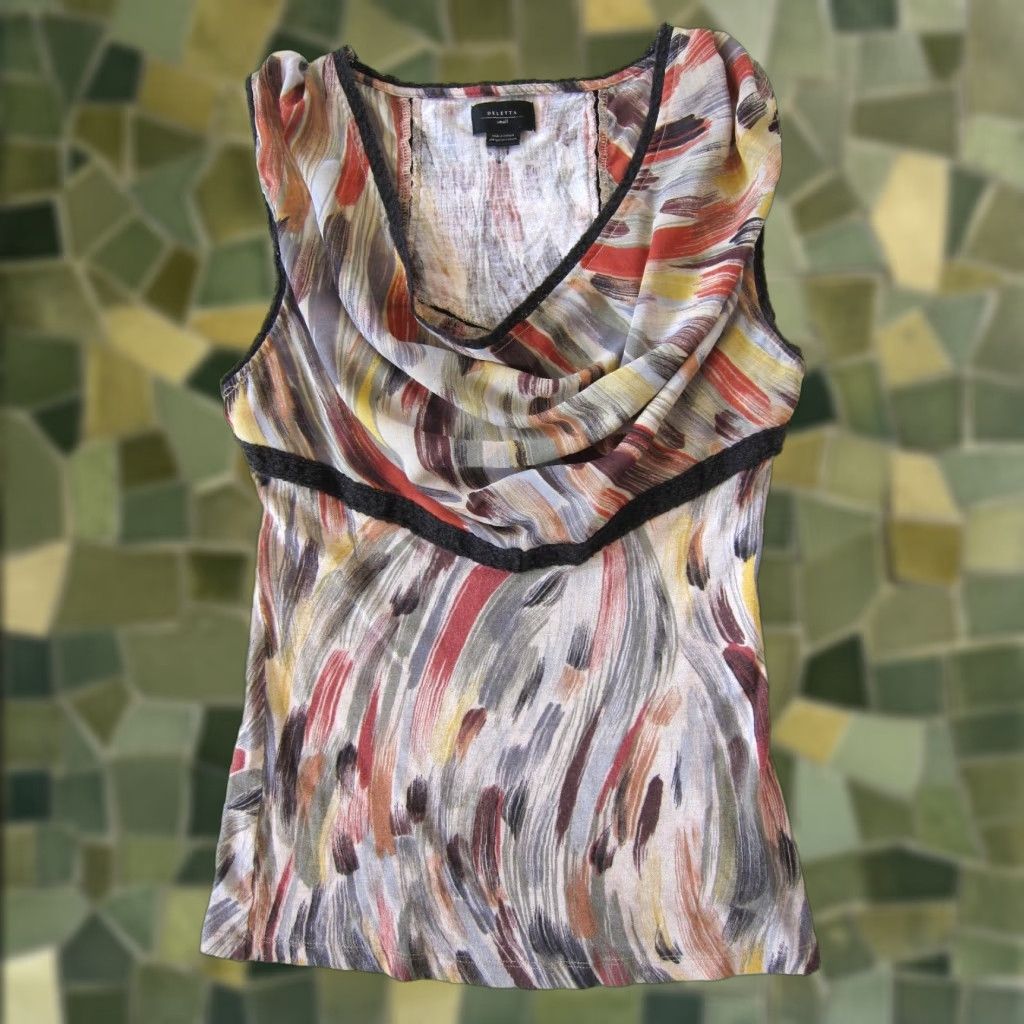 Anthropologie Deletta Blouse Tunic Sleeveless Orange Yellow Grey Small Women Size S / US 4 / IT 40 - 1 Thumbnail