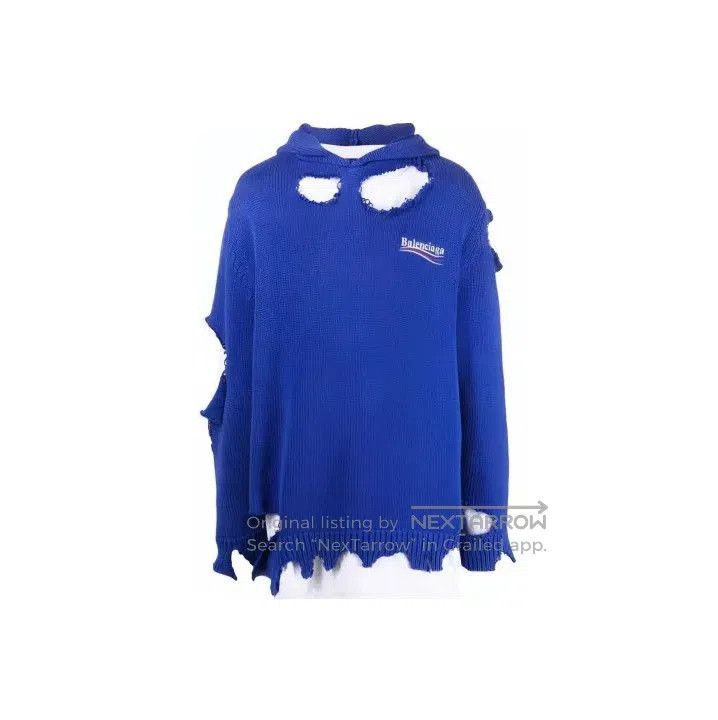 Balenciaga FW21 Classic Logo Hoodie Sweater in Blue.
