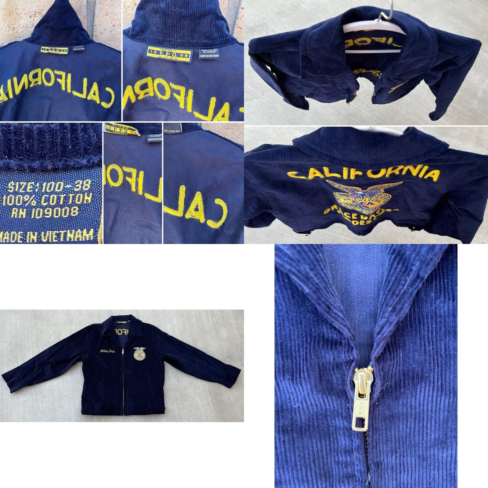 Vintage VINTAGE FFA California Corduroy Jacket Blue 38 Embroidered Size US XXS / EU 40 - 9 Thumbnail