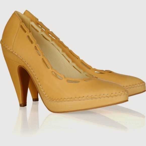 Marni MARNI Cutout Leather Pumps Nude Pointed Toe Platform Heels S Size US 5 / IT 35 - 13 Thumbnail