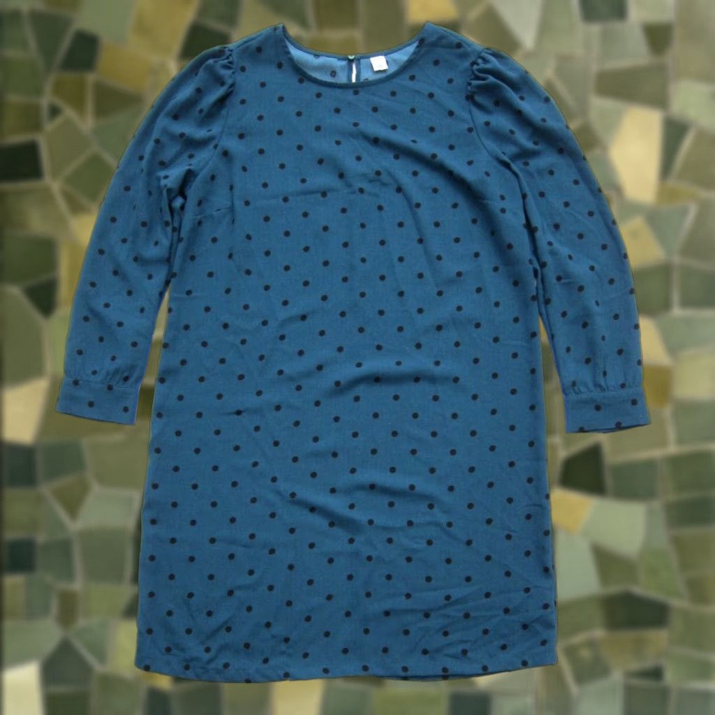 Old Navy Old Navy Green Black Polka Dot Long Sleeve Sheath Pencil Tunic Dress Large Size L / US 10 / IT 46 - 1 Thumbnail