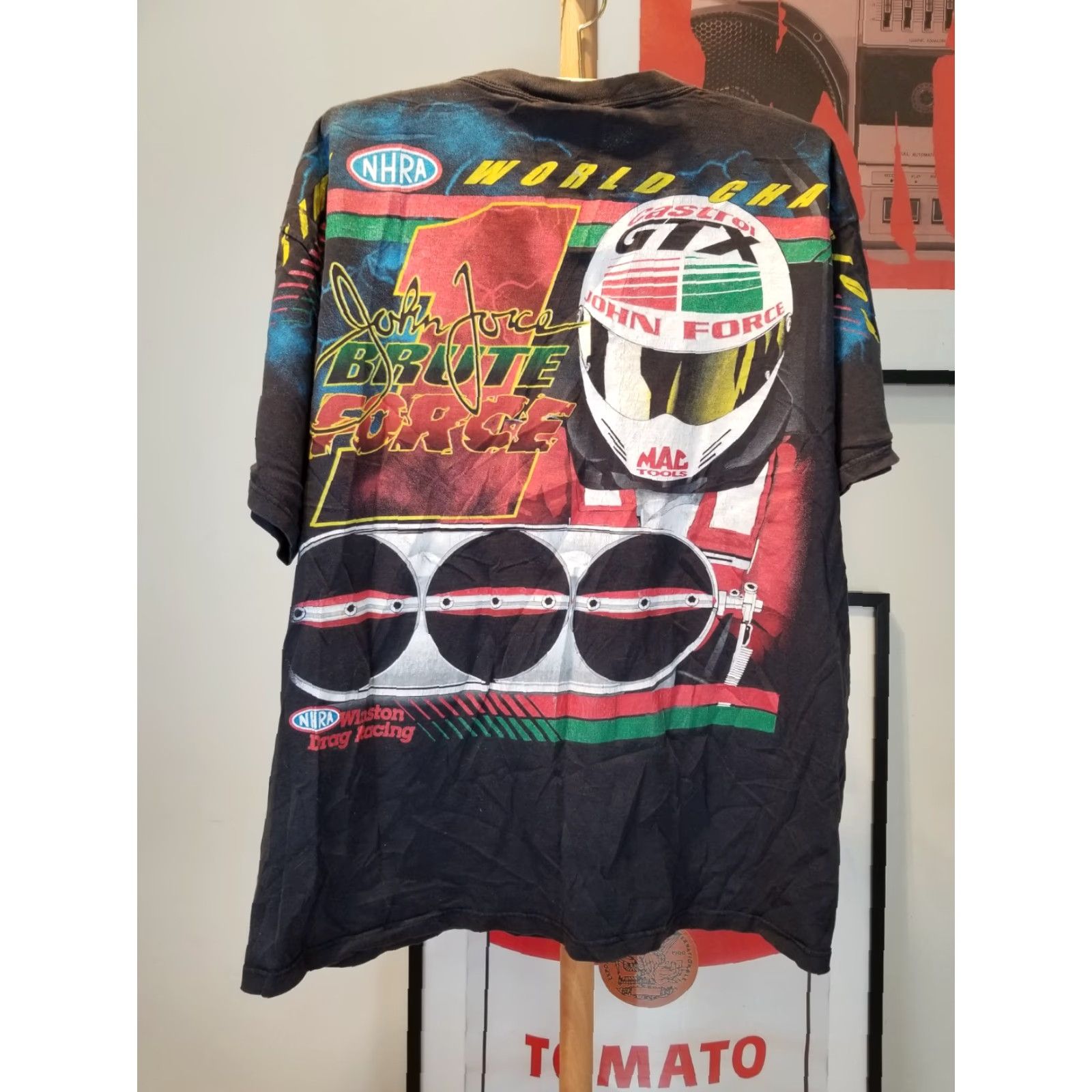 Logo Athletic VINTAGE John Force NHRA GTX Winston Drag Racing Black T-Shirt XL Mens Short Sleeve Crew Neck Cotton Logo Athletic 1980s 1990s Graphic Size US XL / EU 56 / 4 - 7 Thumbnail
