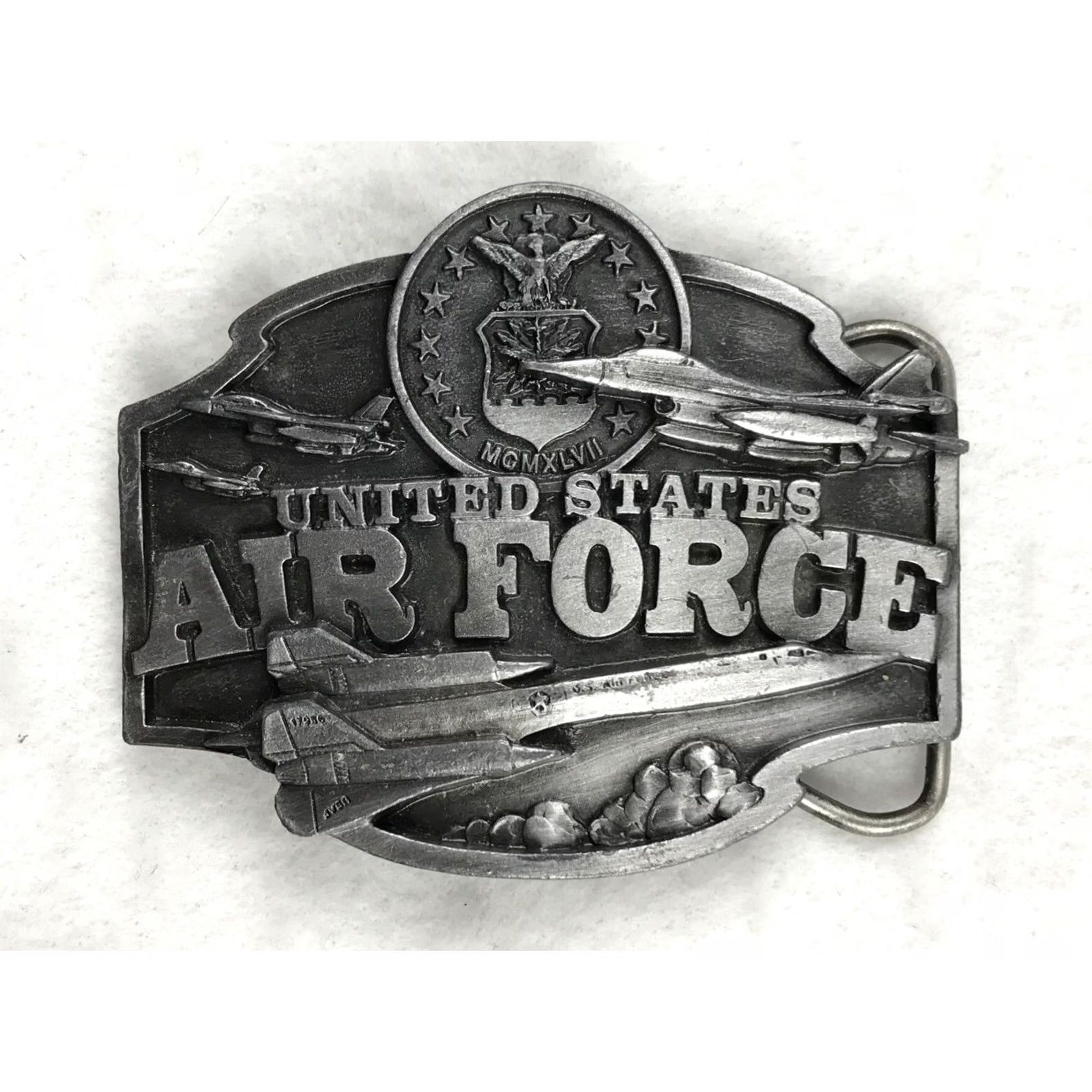 Vintage vintage 80s US AIR FORCE BRASS BELT BUCKLE Siskiyou US Army Military Size ONE SIZE - 2 Thumbnail