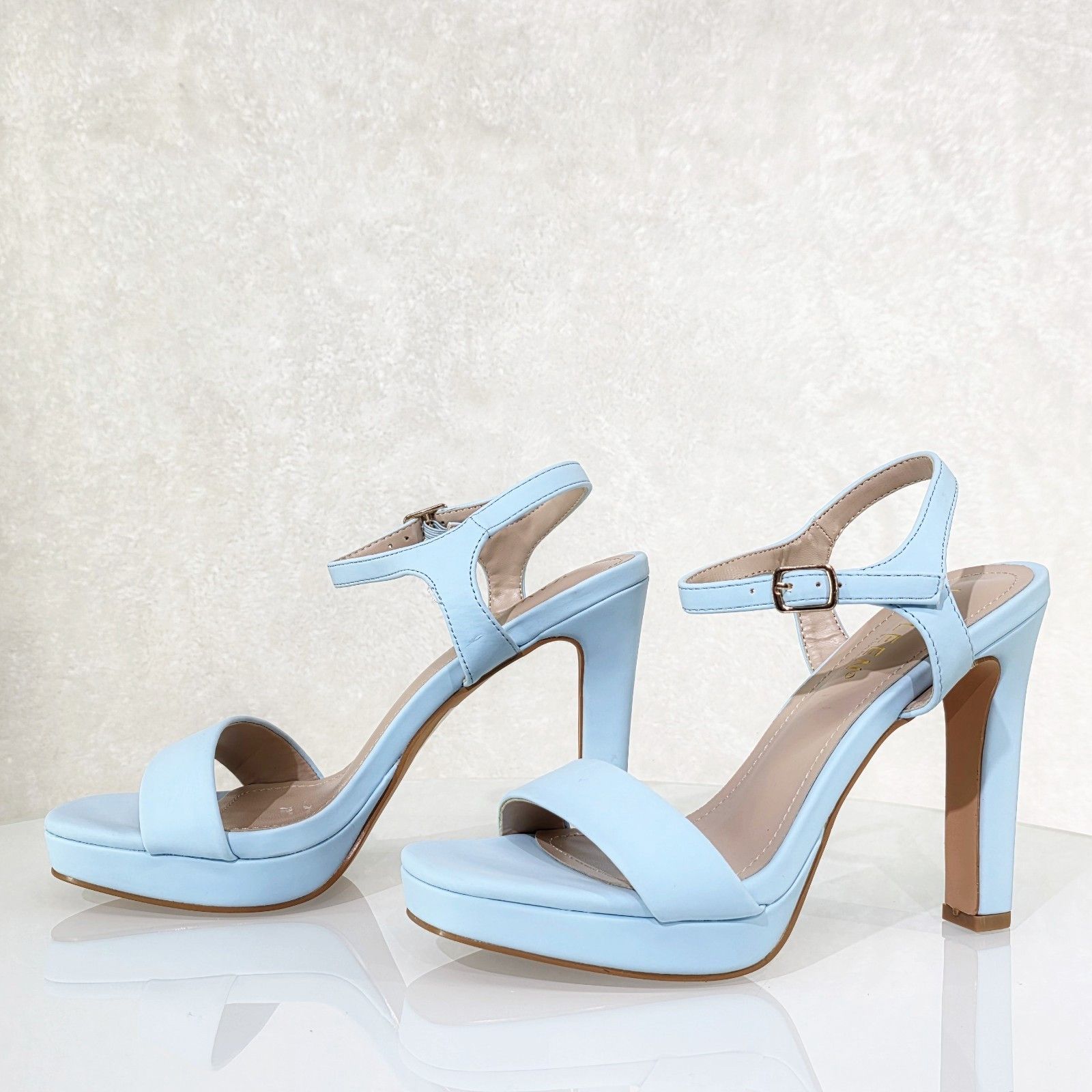 Other Pretty Baby Blue Matte High Heels Ankle Strap Open Toe Sanda Size US 6 / IT 36 - 1 Thumbnail