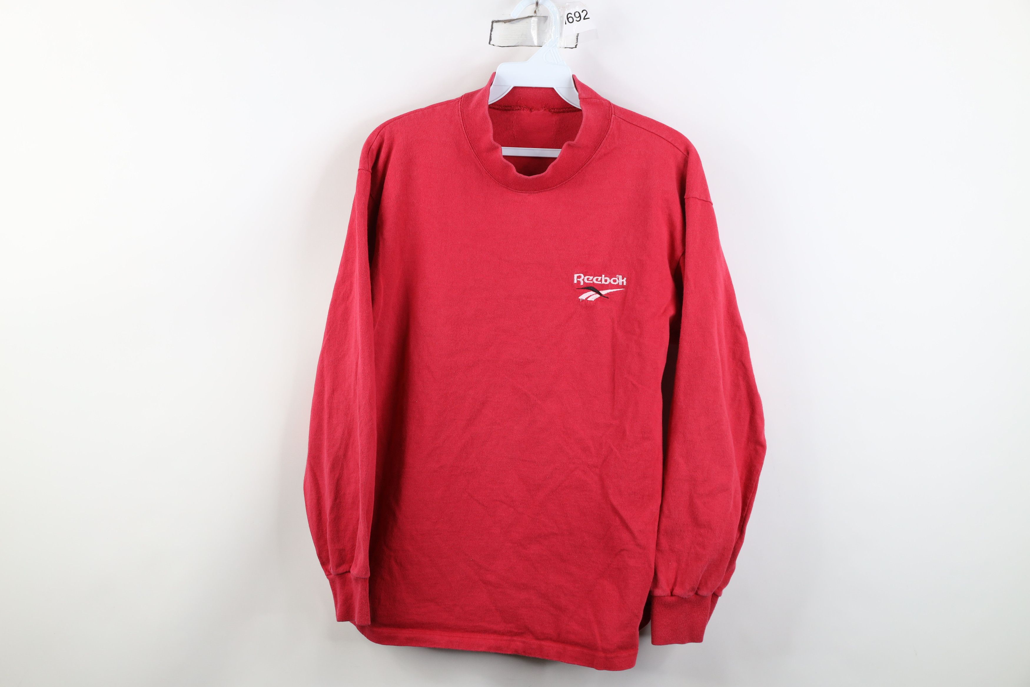 Reebok Vintage 90s Reebok Spell Mock Neck Long Sleeve T-Shirt Red Size US S / EU 44-46 / 1 - 1 Thumbnail