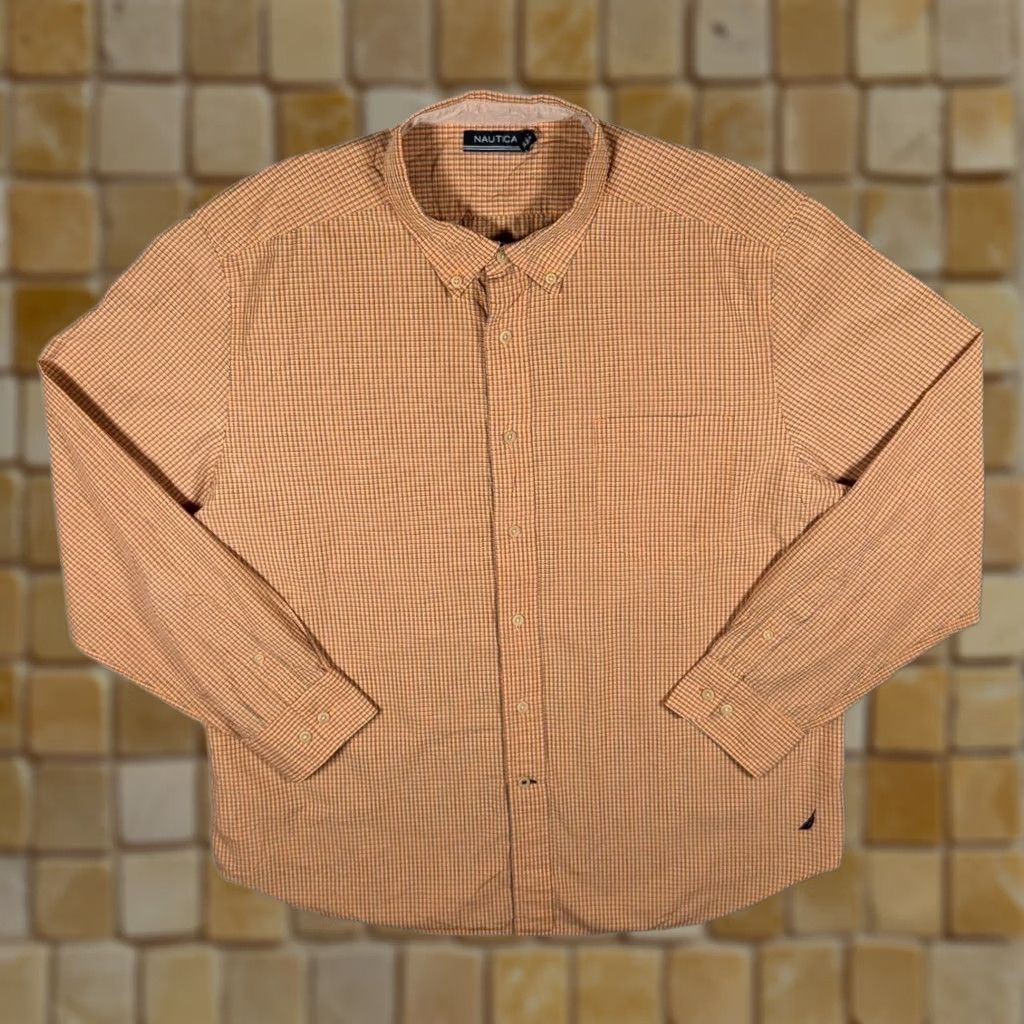 Nautica Nautica Shirt Adult XXL Orange Check Long Sleeve Button-Down Classic Mens Size US XXL / EU 58 / 5 - 1 Thumbnail