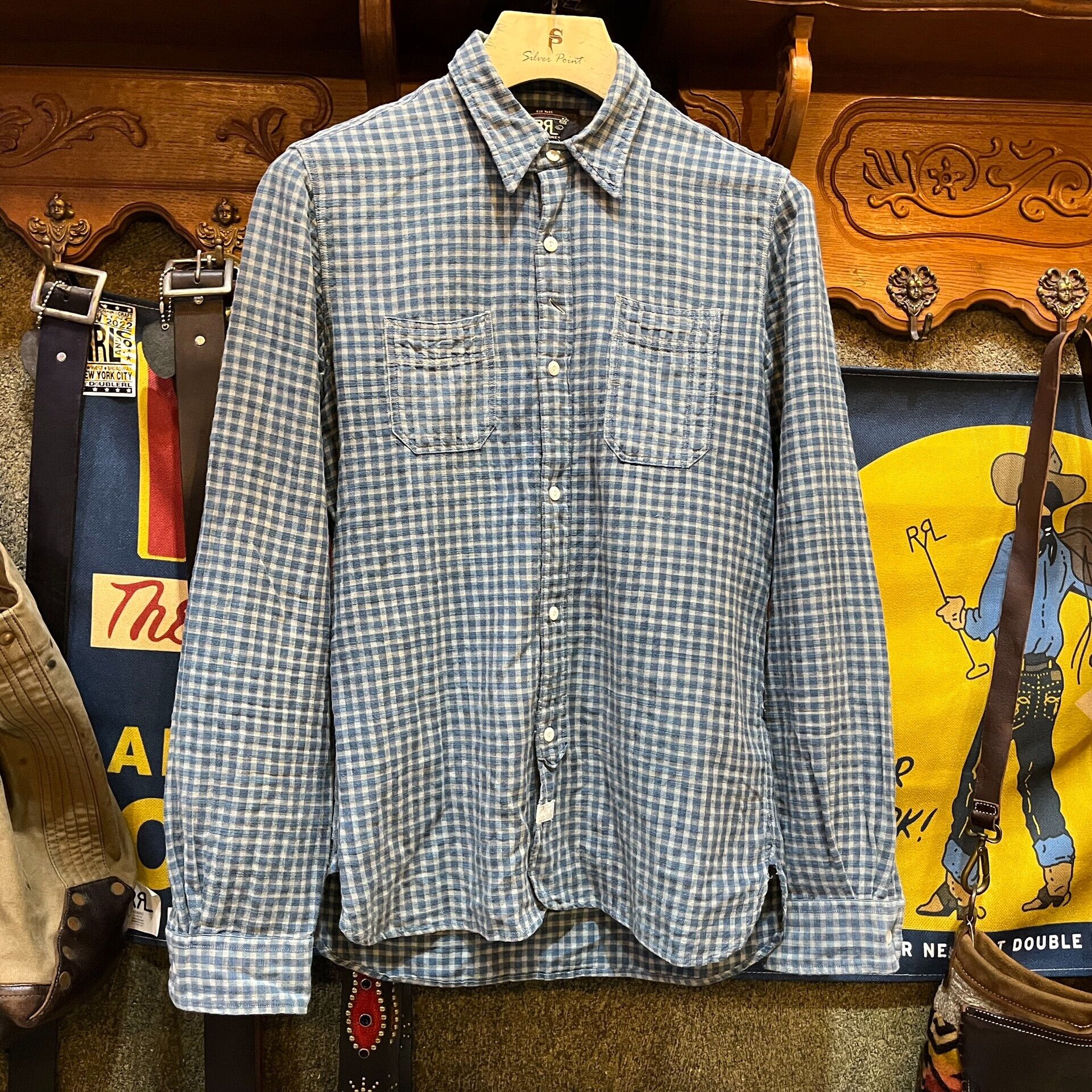 RRL Ralph Lauren Blue Checkered Button-Up Shirt Size US S / EU 44-46 / 1 - 1 Thumbnail