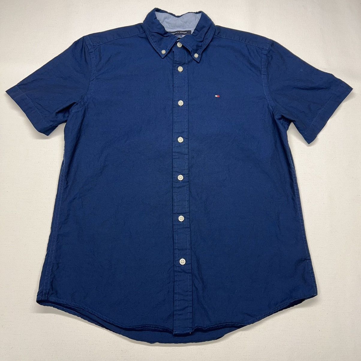 Tommy Hilfiger Tommy Hilfiger Button Down Shirt Blue Short Sleeve Logo Y2K Size US M / EU 48-50 / 2 - 1 Thumbnail