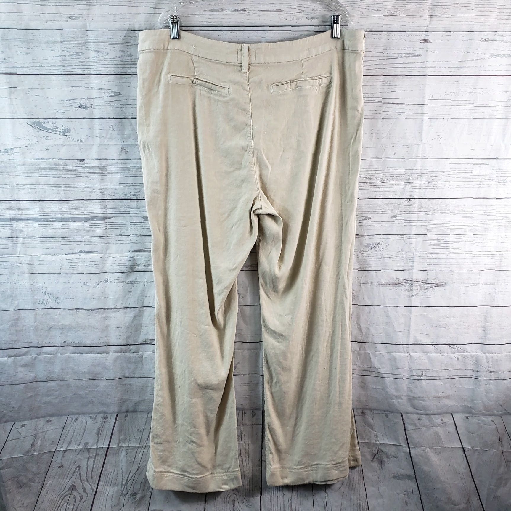 NYDJ VINTAGE NYDJ Womens Claire Trousers 18 Long Beige Linen Blend High Rise Pants Womens Size 40" / US 18 - 3 Thumbnail