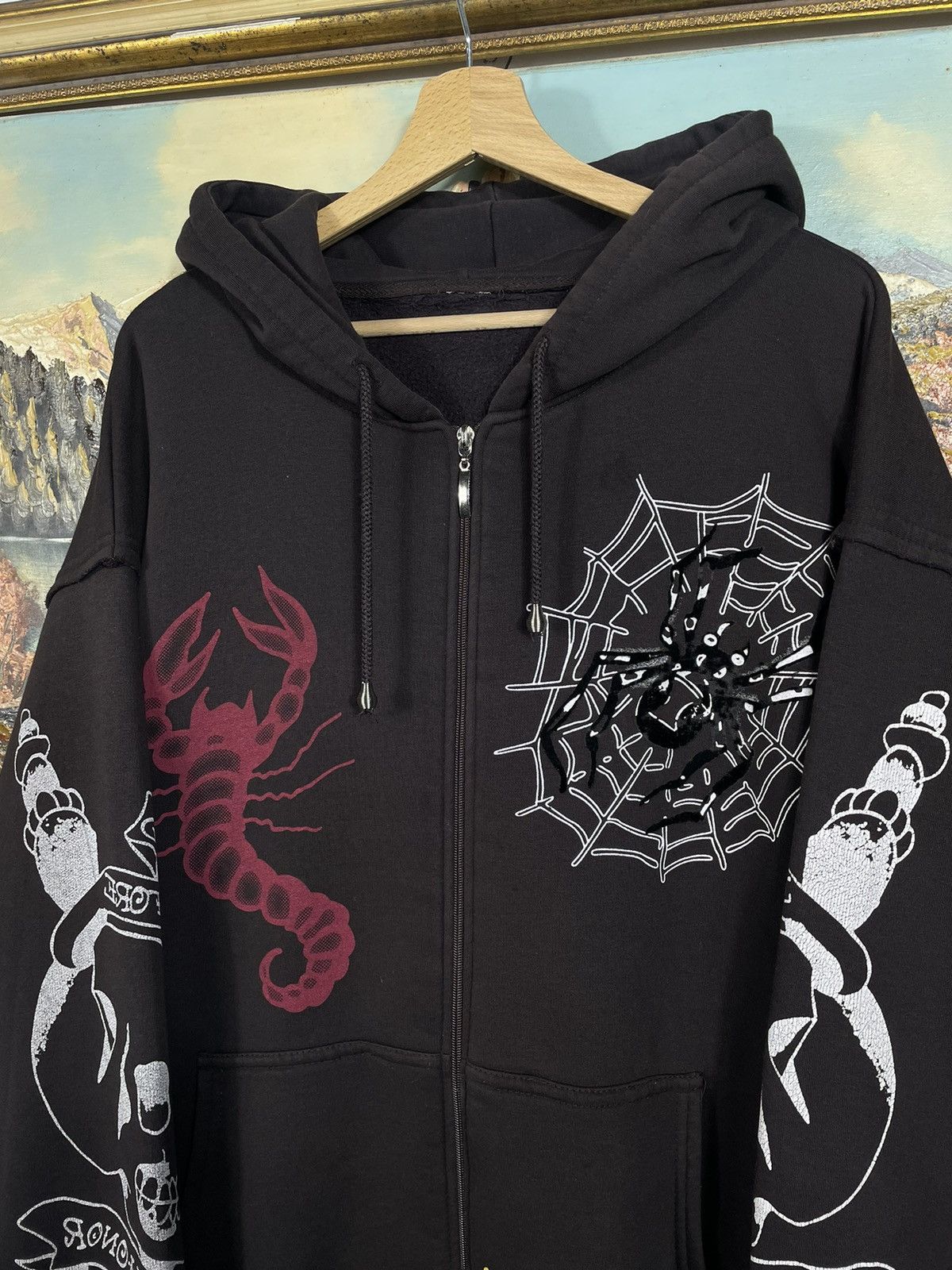 Christian Audigier Ed Hardy Retro 00s Hoodie With Crystals Affliction Grunge Size US XXL / EU 58 / 5 - 6 Thumbnail