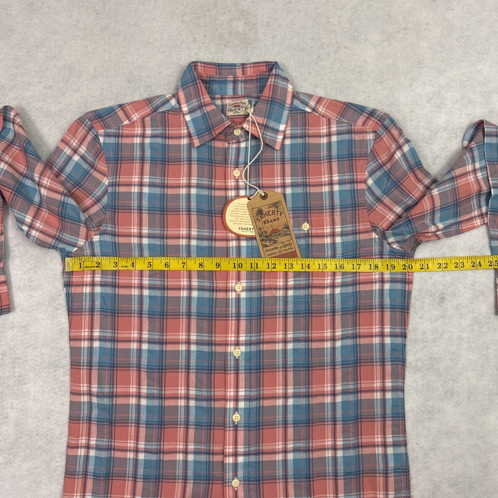 Faherty Faherty Mens S Shirt Tropical Cotton Plaid Long Sleeve Size US S / EU 44-46 / 1 - 5 Thumbnail