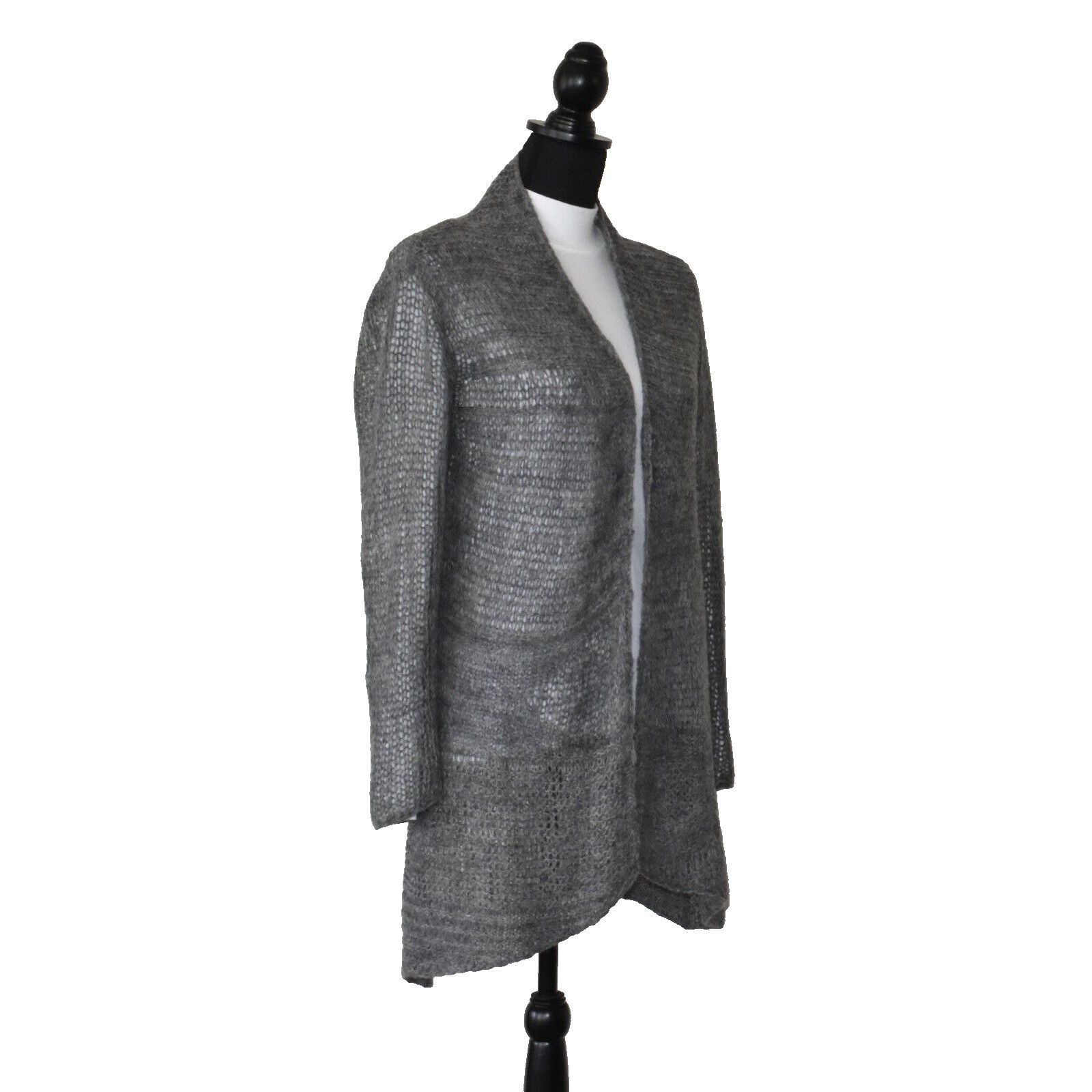 Eileen Fisher EILEEN FISHER Gray Alpaca Wool Open Knit Cardigan Sweater XS Size XS / US 0-2 / IT 36-38 - 2 Thumbnail