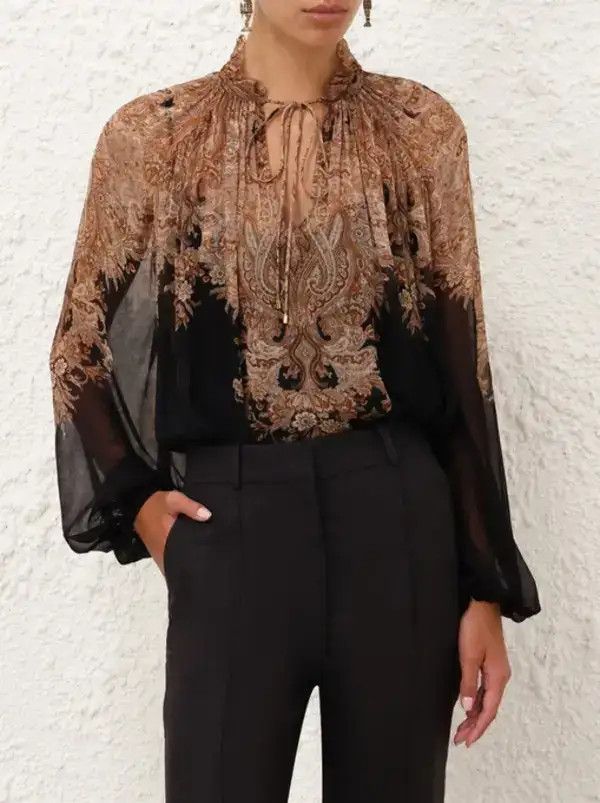 Zimmermann oc11z0226 Illustration Billow Blouse In Multicolor Size S / US 4 / IT 40 - 2 Thumbnail