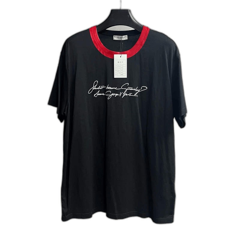 Givenchy Givenchy Black Short Sleeve T-Shirt with Red Collar-yf Size US XL / EU 56 / 4 - 1 Thumbnail