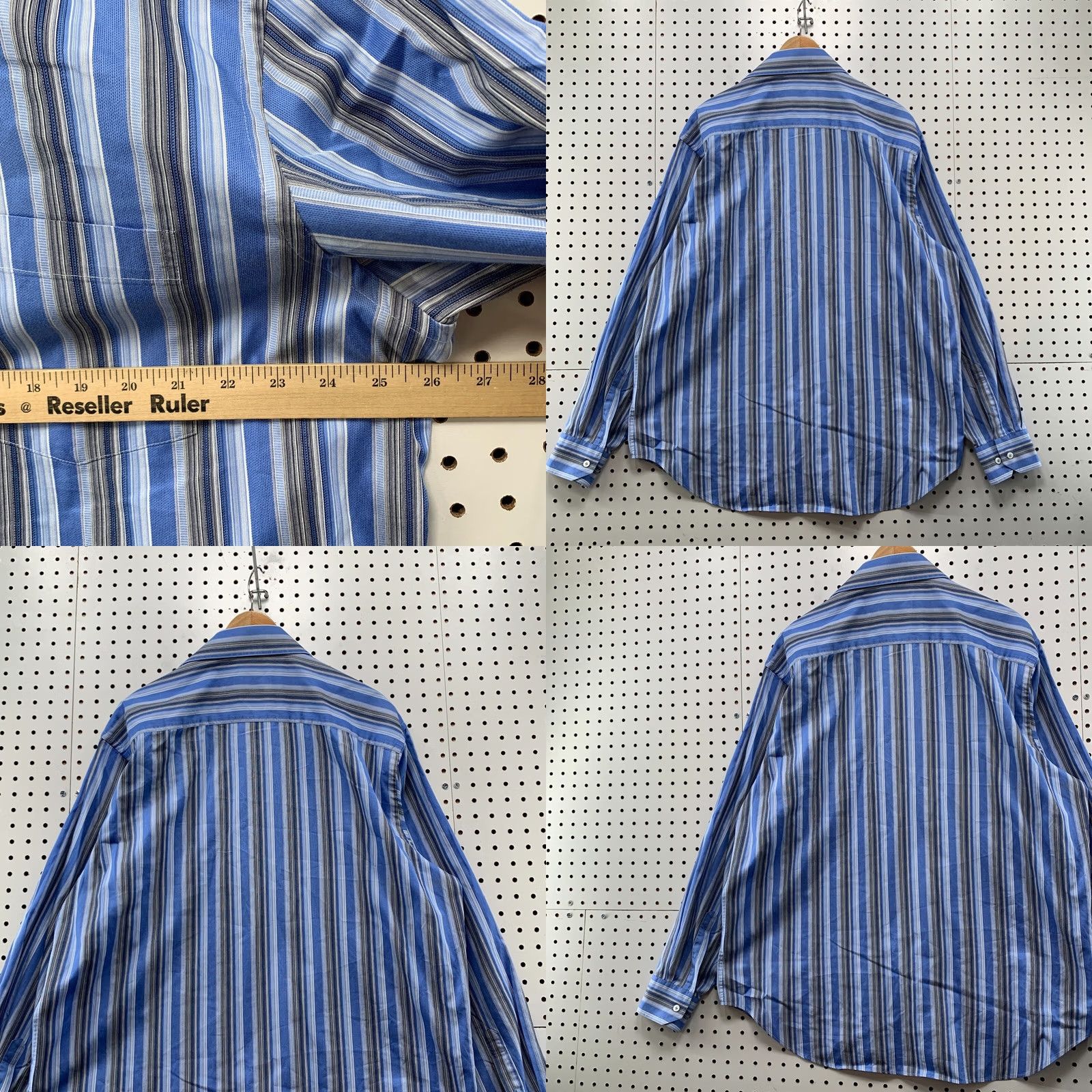 BUGATCHI Bugatchi Uomo Shirt Mens 2XL Blue Striped Long Sleeve Pocket Casual Button 26x33 Size US XXL / EU 58 / 5 - 10 Thumbnail