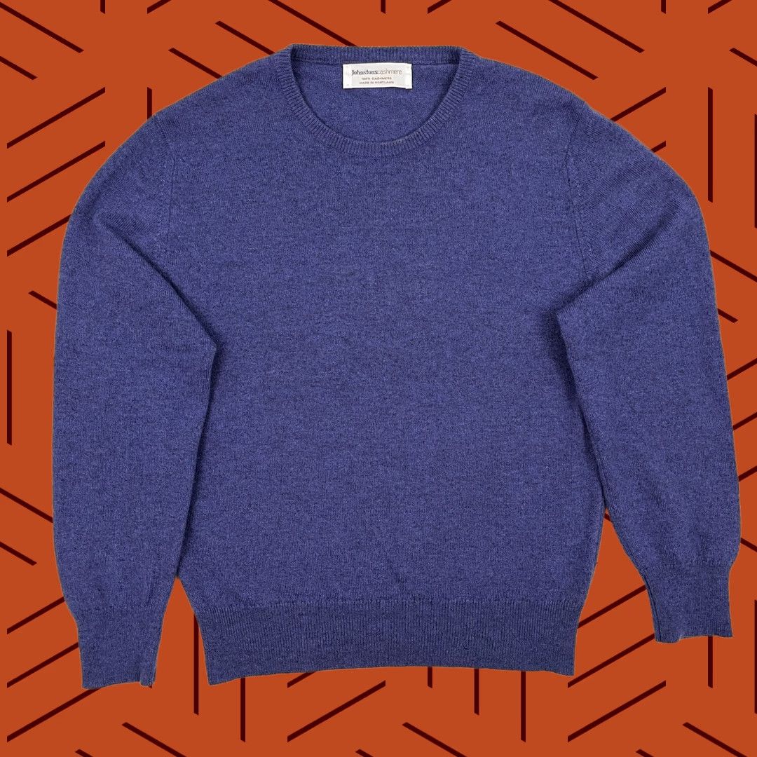 Vintage VTG Johnstons Cashmere Sweater Womens S 34" Blue Purple Crew Old Money Luxe 90s Size S / US 4 / IT 40 - 1 Thumbnail