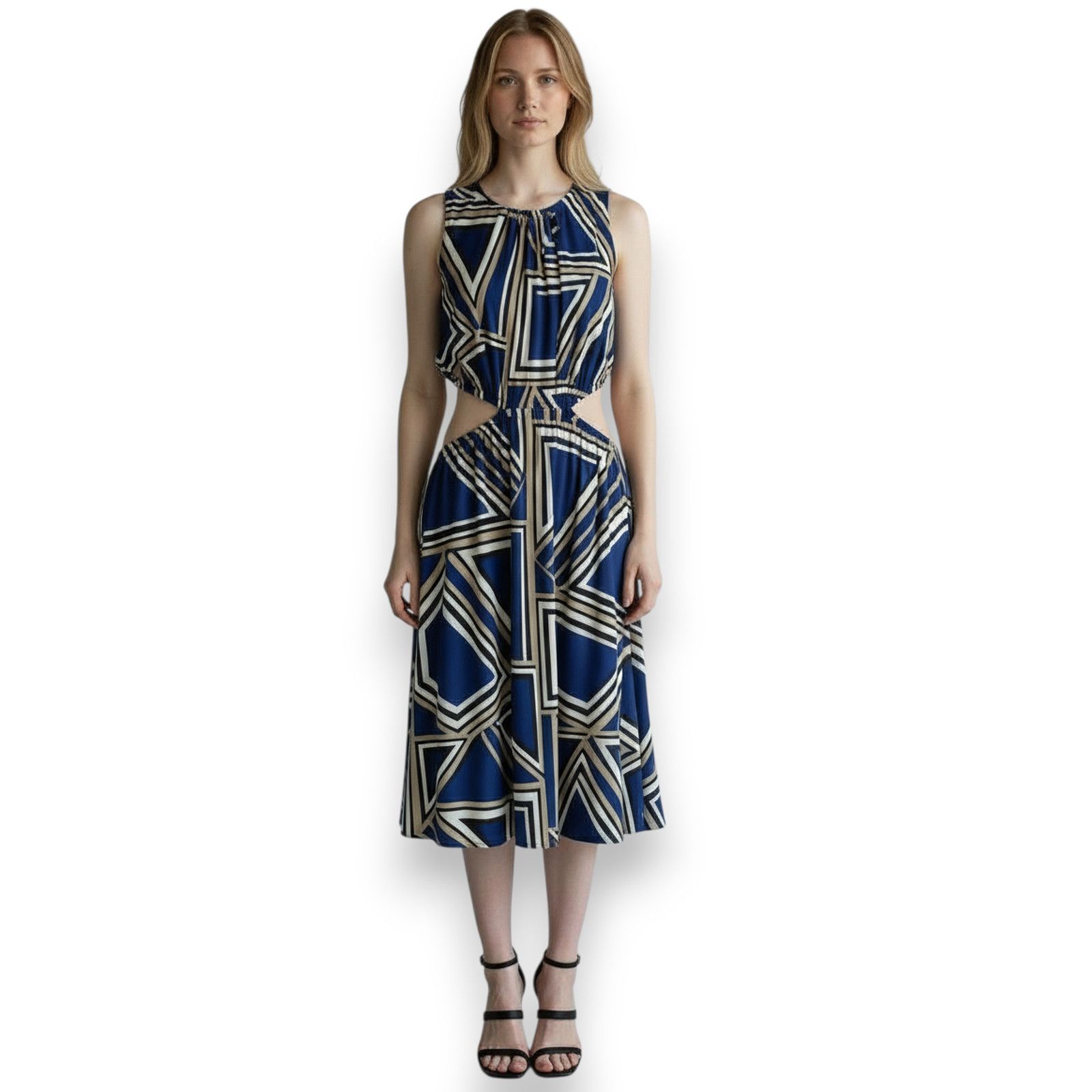Banana Republic New BANANA REPUBLIC Cutout Midi Geometric Sleeveless Dress S Size S / US 4 / IT 40 - 1 Thumbnail