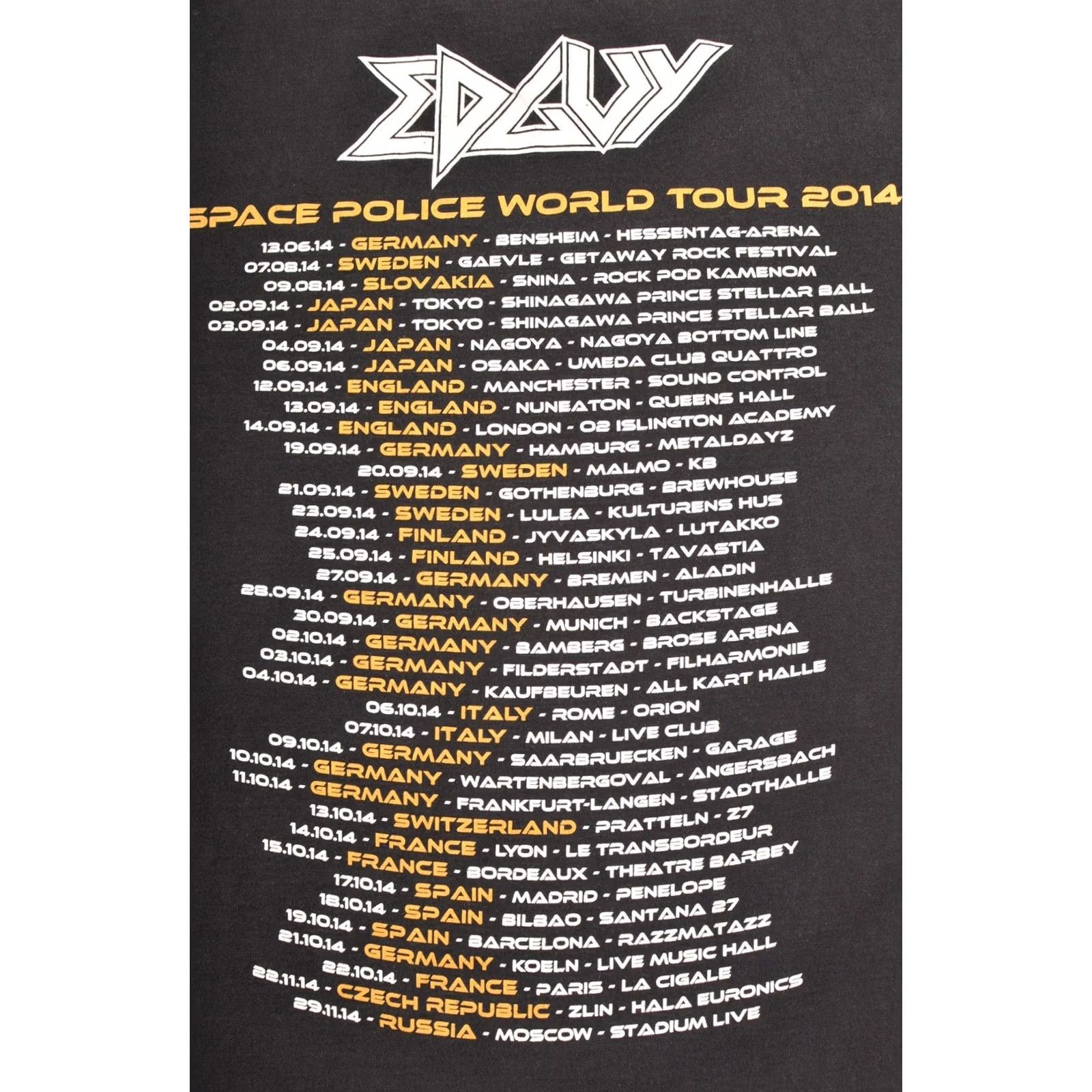 Fruit Of The Loom Fruit of the Loom Edguy Space Police World Tour 2014 T-Shirt Tee, Size M, Black, Men, 100% Cotton, Vintage? Size US M / EU 48-50 / 2 - 7 Thumbnail
