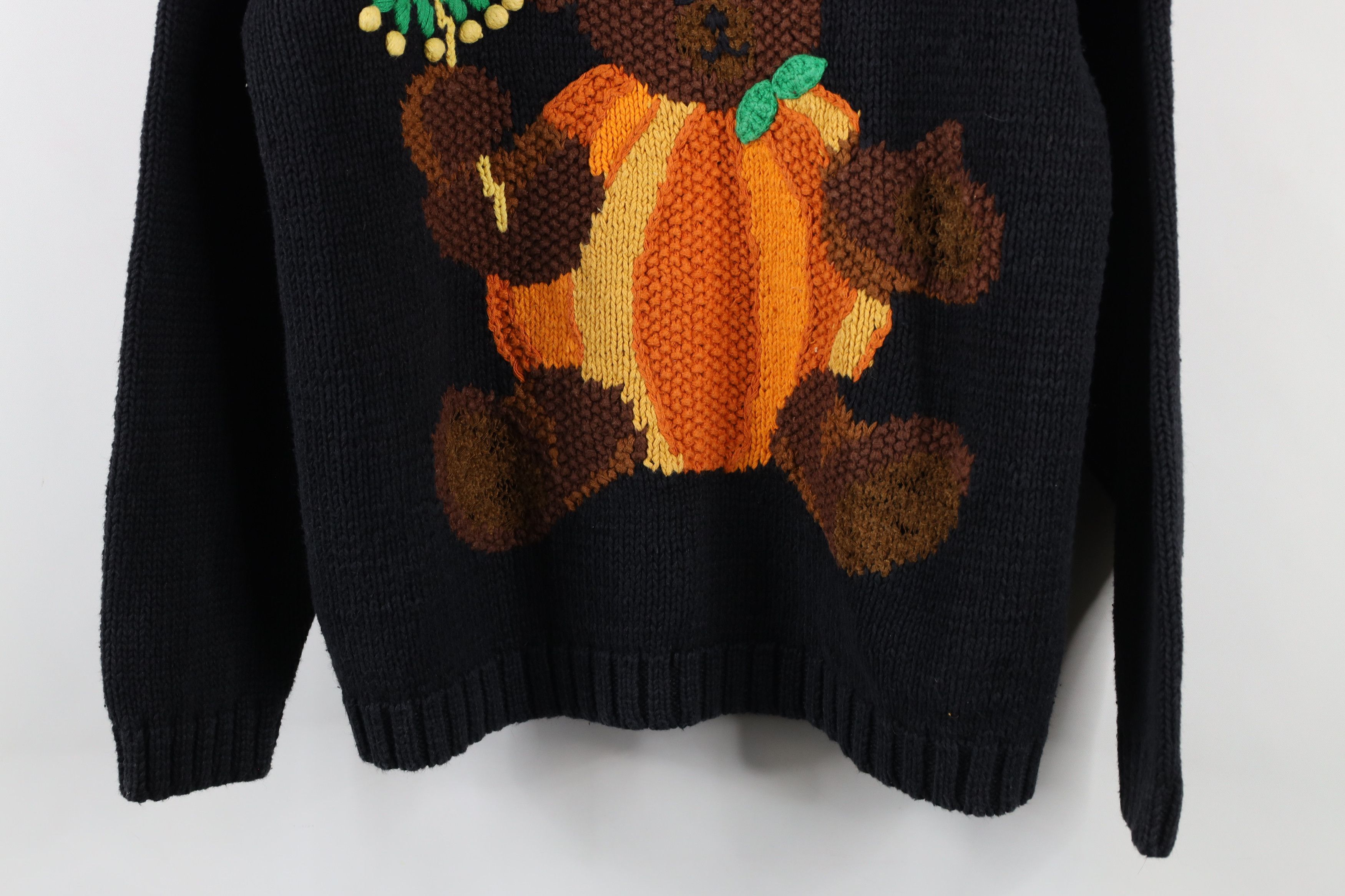 Vintage Vintage 90s Streetwear Halloween Pumpkin Bear Knit Sweater Size L / US 10 / IT 46 - 3 Thumbnail