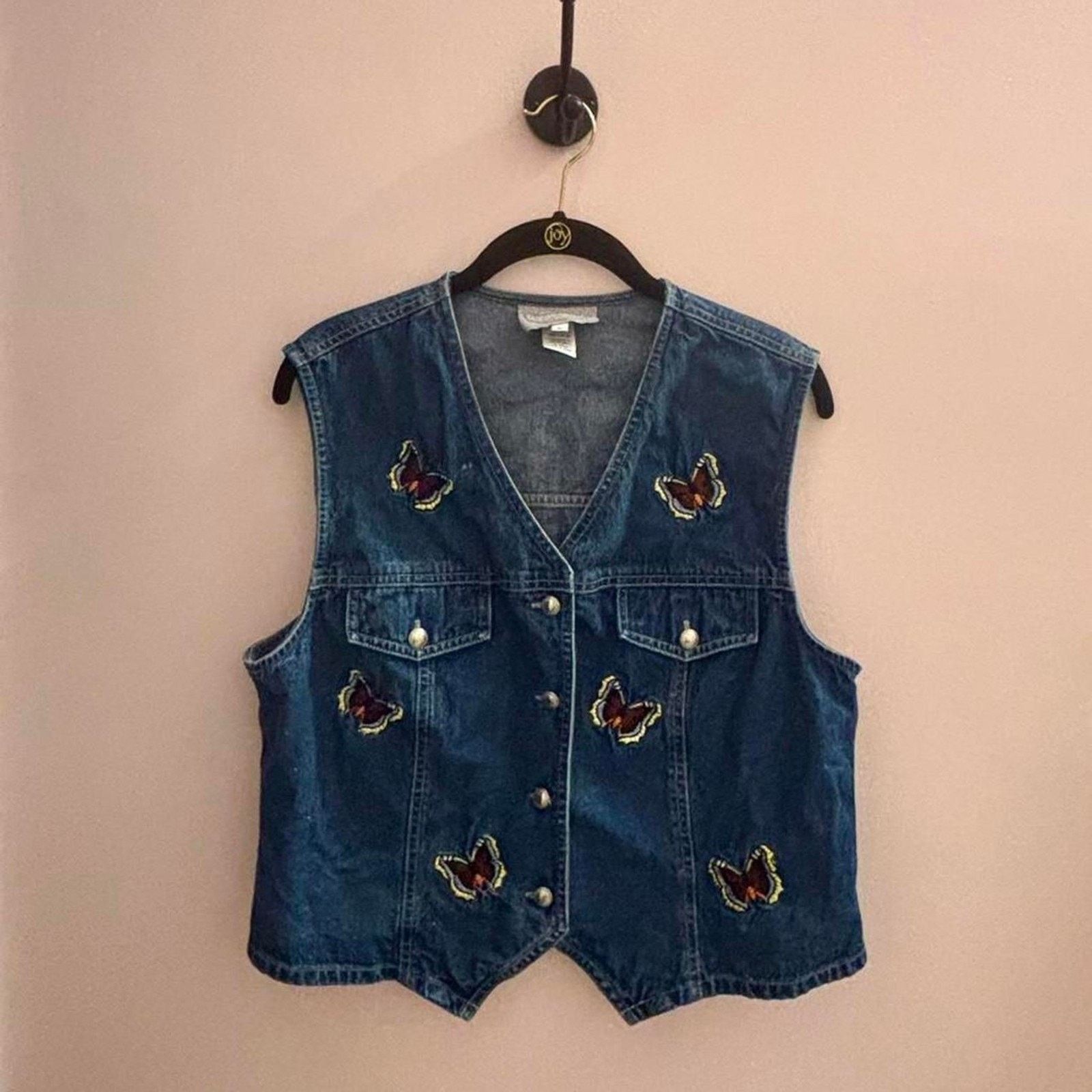 Anthropologie Unbranded Women's Blue and Navy Butterfly Vest Size L / US 10 / IT 46 - 2 Thumbnail