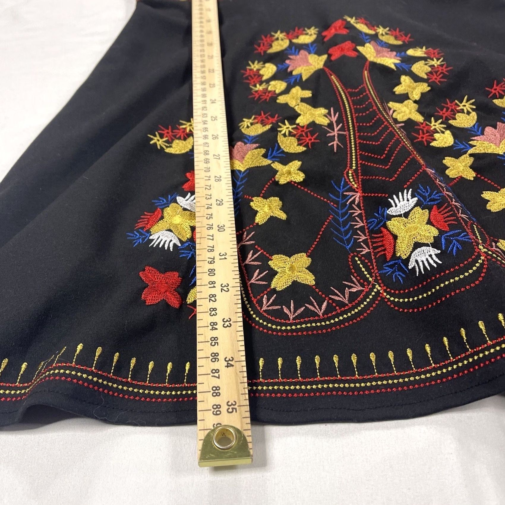 Vintage Flowers NWT Lai Meng Five Cats Women's L Cocktail Dress Black Embroidered Floral Sleeve Long Knee Length Party/Cocktail Dress Size L / US 10 / IT 46 - 3 Thumbnail