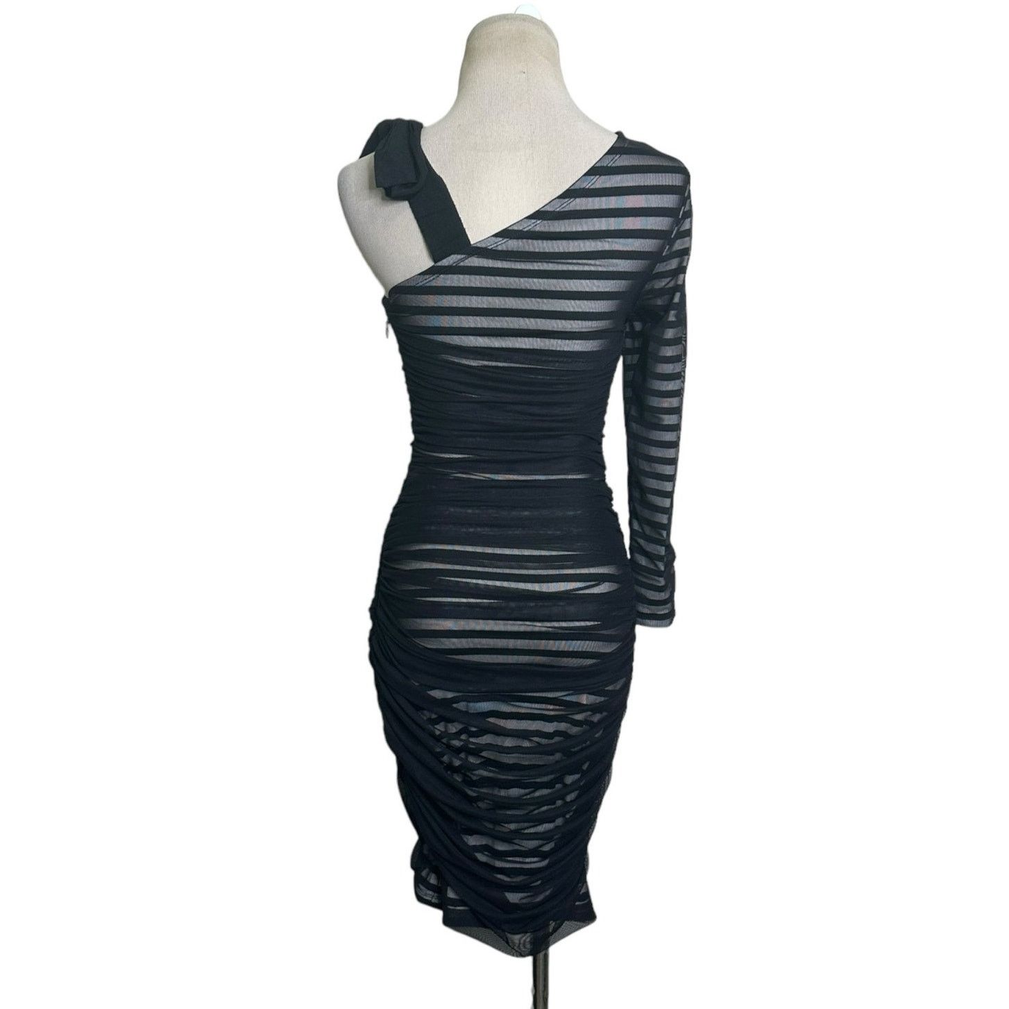 Bcbgmaxazria BCBGMAXAZRIA Striped One Shoulder Cocktail Dress size XS Size XS / US 0-2 / IT 36-38 - 2 Thumbnail