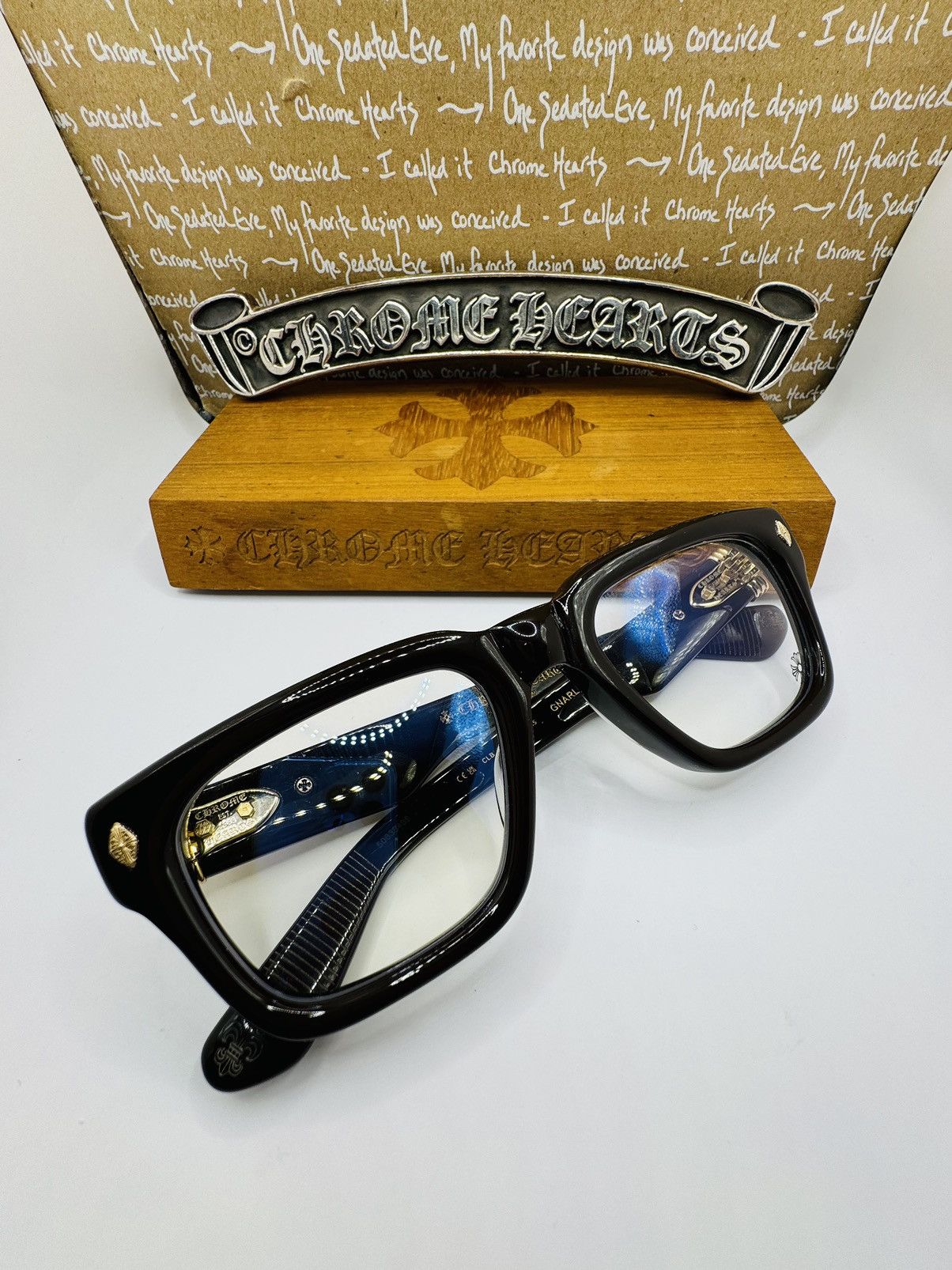 Pre-owned Chrome Hearts Gnarlin Glasses In Brown