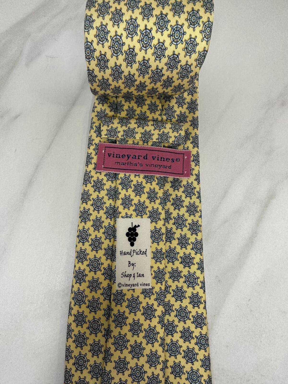 Vineyard Vines vineyard vines 'Shipping Wheel' 100% silk tie yellow/blue Size ONE SIZE - 2 Thumbnail