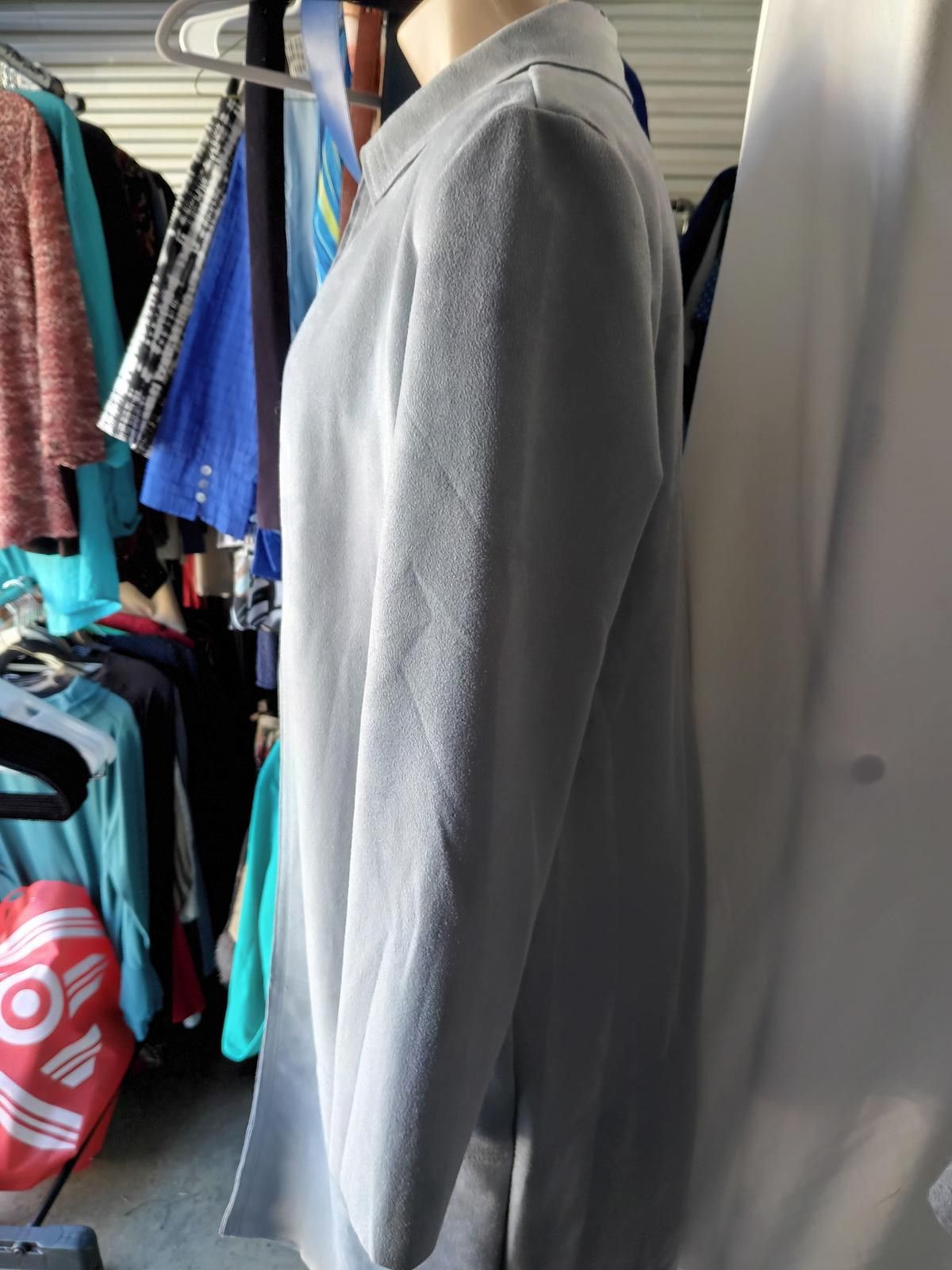 Designer Philosophy Light Blue Faux Suede Coat - Size M Size M / US 6-8 / IT 42-44 - 2 Thumbnail