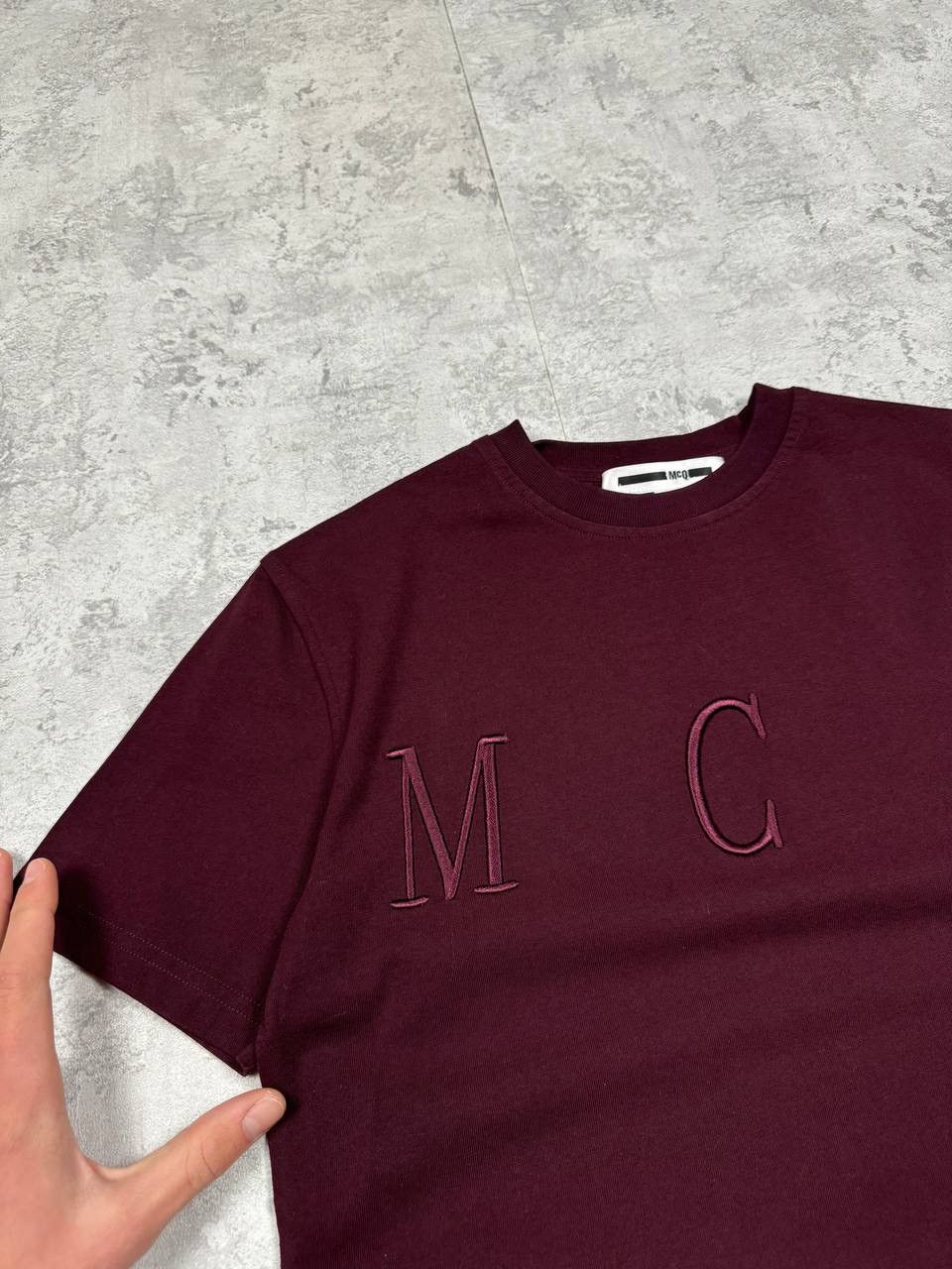 Alexander McQueen MCQ Mens Burgundy T-Shirt Big Embroidered Logo Size XS Size US XS / EU 42 / 0 - 4 Thumbnail