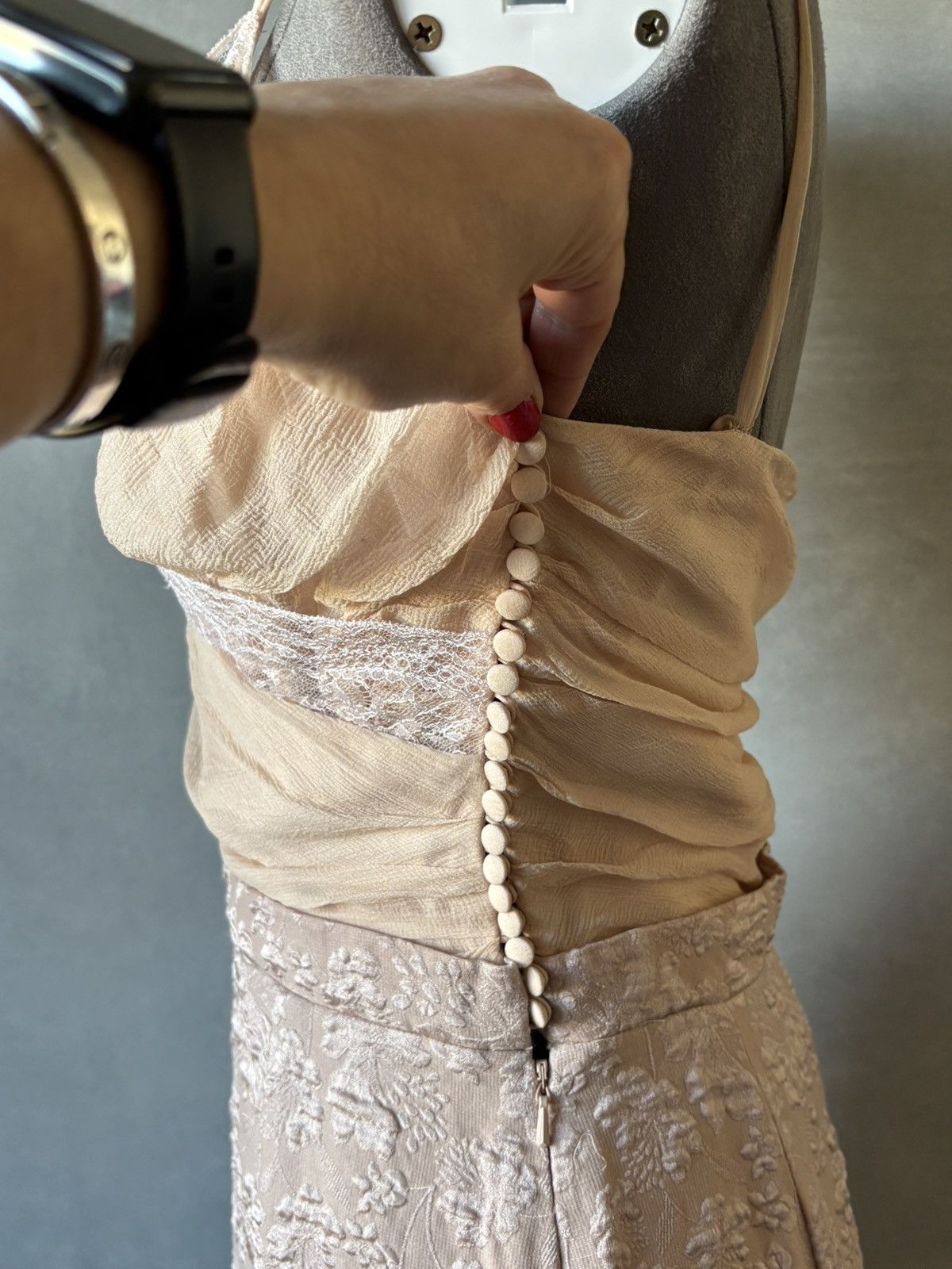 Dior CHRISTIAN DIOR Pink silk and lace dress Size S / US 4 / IT 40 - 4 Thumbnail