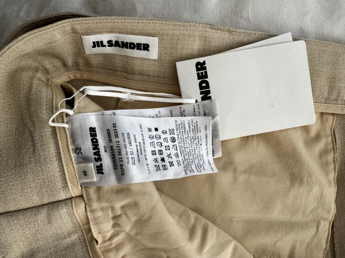 Jil Sander Jil Sander Beige Silk-Viscose Belted Wide-Leg Trousers – 52 Size US 36 / EU 52 - 6 Thumbnail