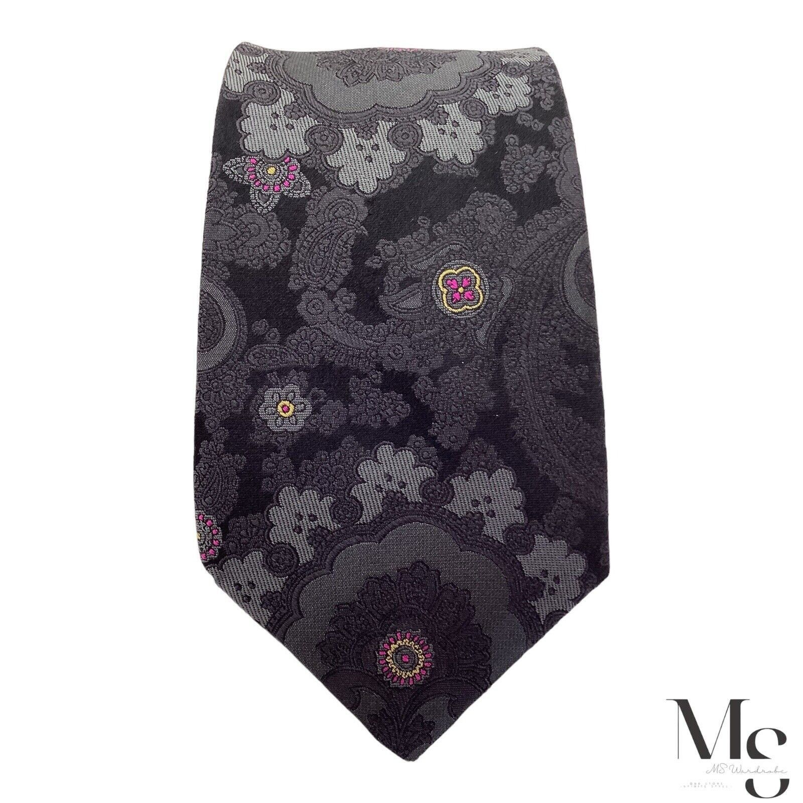 Robert Graham ROBERT GRAHAM Black Paisley Silk Tie Made In USA W: 3.5" E C Size ONE SIZE - 3 Thumbnail