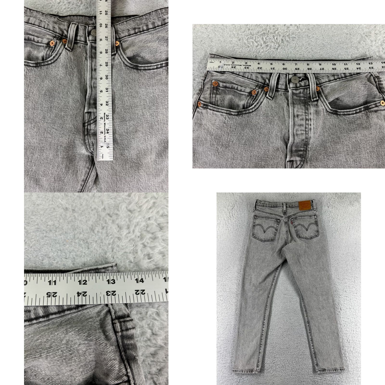 Levi's Levi's 501 Jeans Women Skinny Denim Gray Regular 26 Inseam 27 Button Fly Distressed Stretch Vintage: No Size 26" / US 2 / IT 38 - 9 Thumbnail