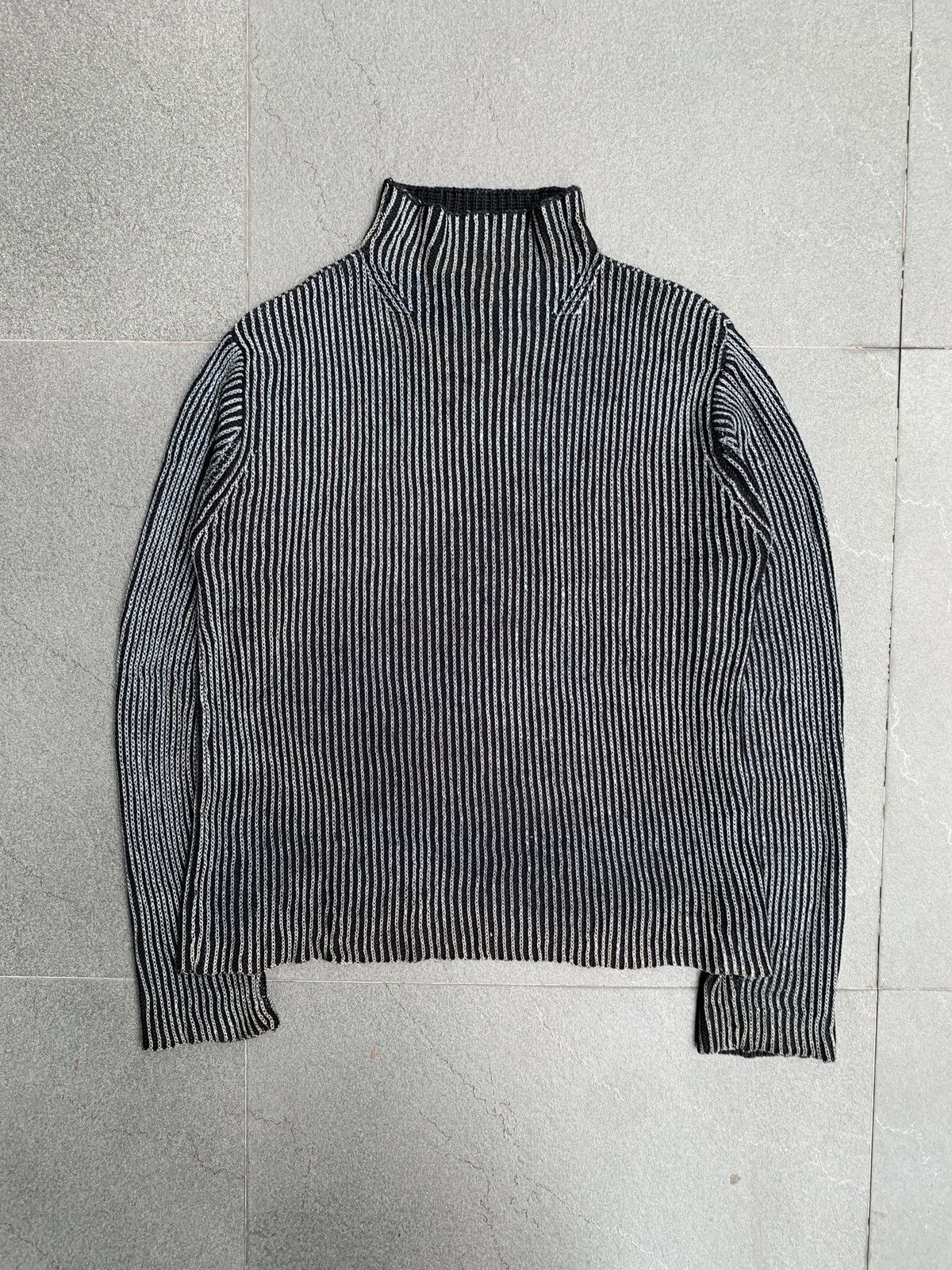 image of Jean Paul Gaultier Striped Turtleneck Knit Sweate in Black, Men's (Size Medium)