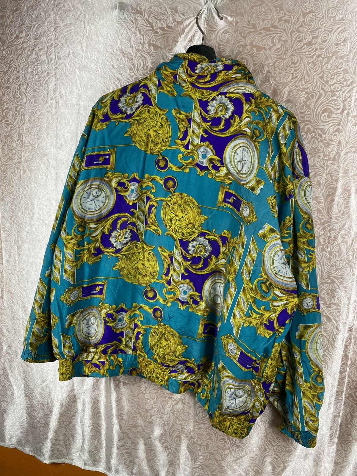 Vintage Vintage OUT BROOK Silk Jacket Baroque Clock Print Teal Gold Size US XL / EU 56 / 4 - 8 Thumbnail