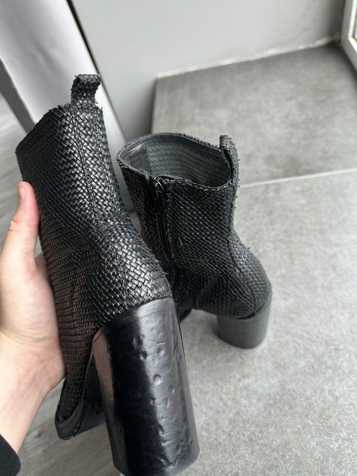 Ann Demeulemeester × Vintage Ann Demeulemeester women’s rare black combat woven boots Size US 6.5 / IT 36.5 - 9 Thumbnail