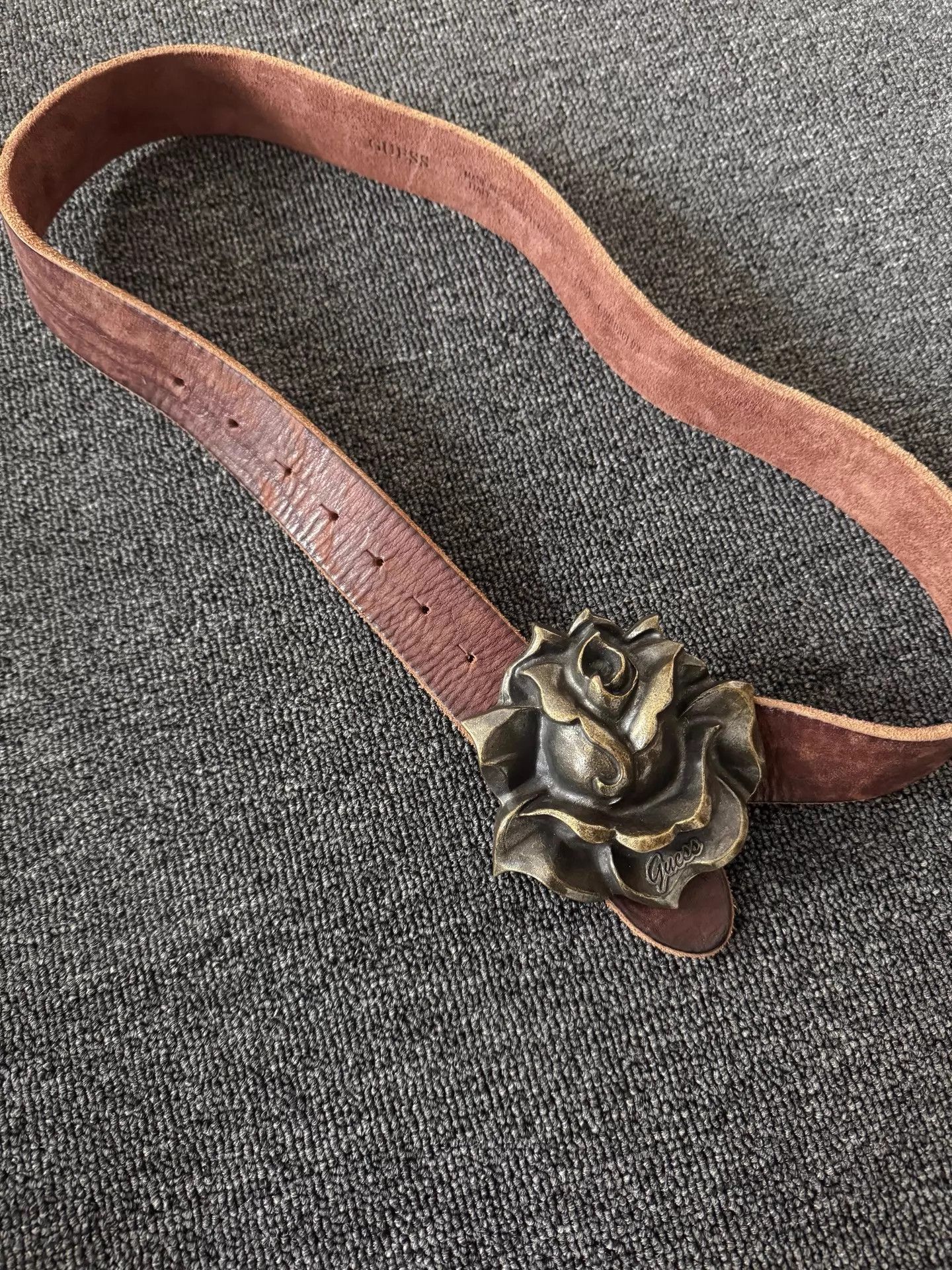 Guess GUESS Vintage Bronze Rose Wide Leather Belt Size ONE SIZE - 4 Thumbnail