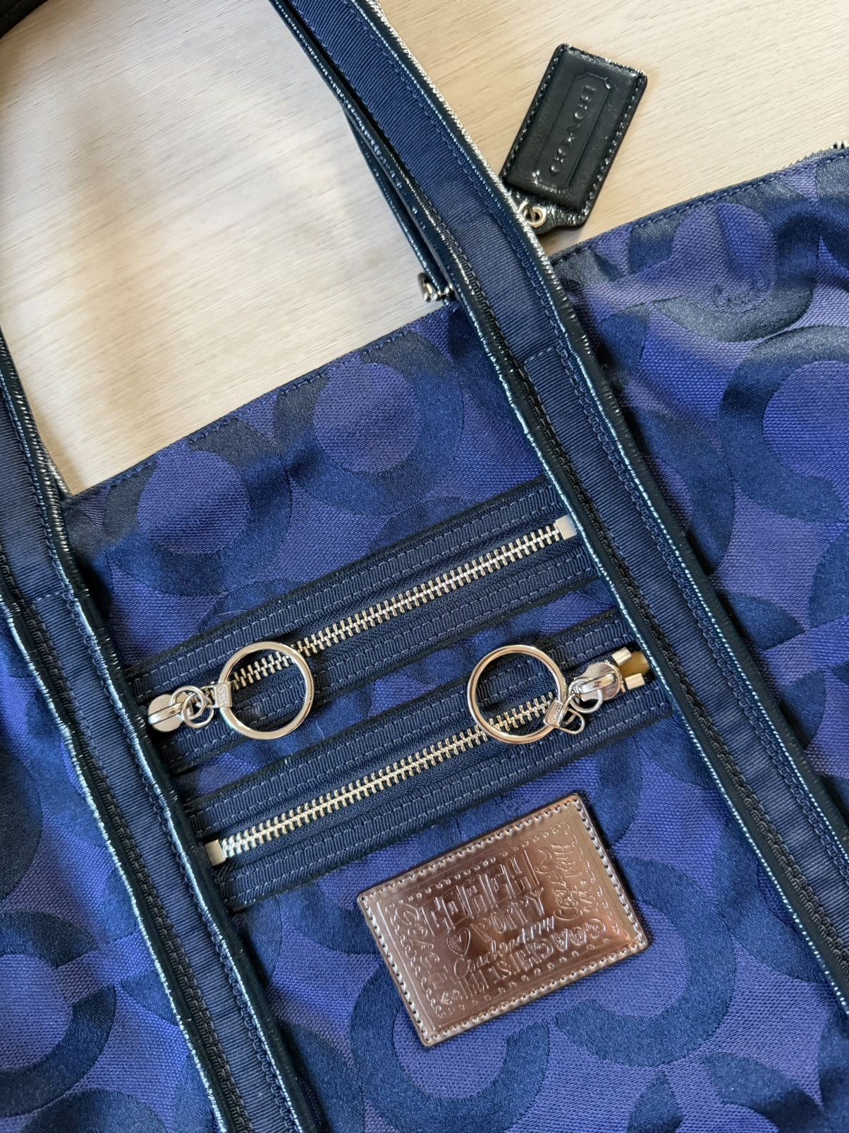 Coach Coach "Poppy" Blue Signature Jacquard Tote Bag Size ONE SIZE - 3 Thumbnail
