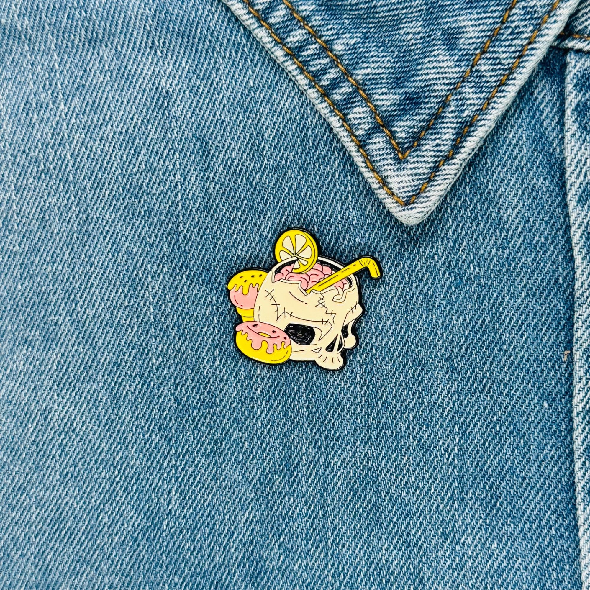 Other ⭐Enamel Pin Pink Skull Drinking Cocktail Goth Punk Cartoon B Size ONE SIZE - 1 Thumbnail